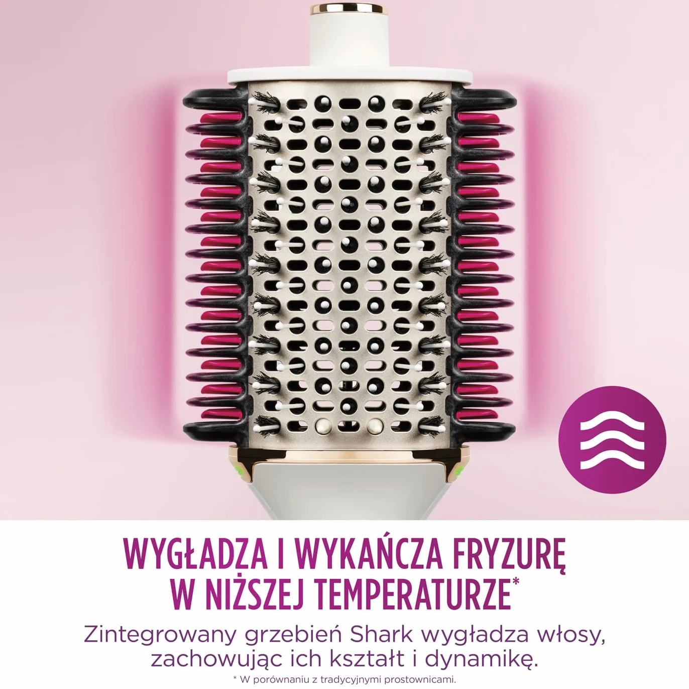 Shark SmoothStyle Podgrzewana szczotka i grzebień, tryb mokry i suchy, wygładzająca szczotka z 3 temperaturami, miękkie i pełne objętości wykończenie dla każdego rodzaju włosów, jedwab HT202EU
