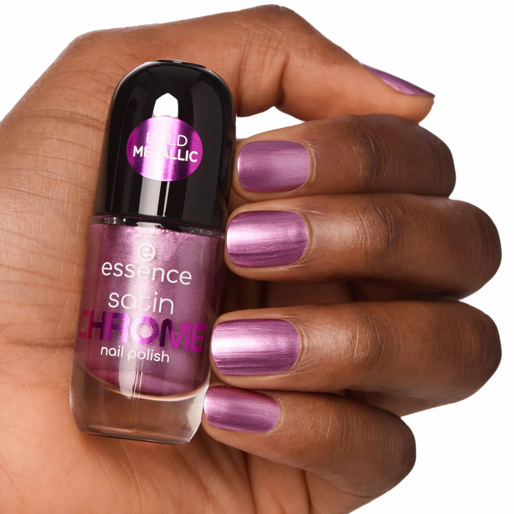 essence satynowy lakier do paznokci satin CHROME, pokrycie, wyraźny wynik, mocno napigmentowana/y, metaliczny (8ml)