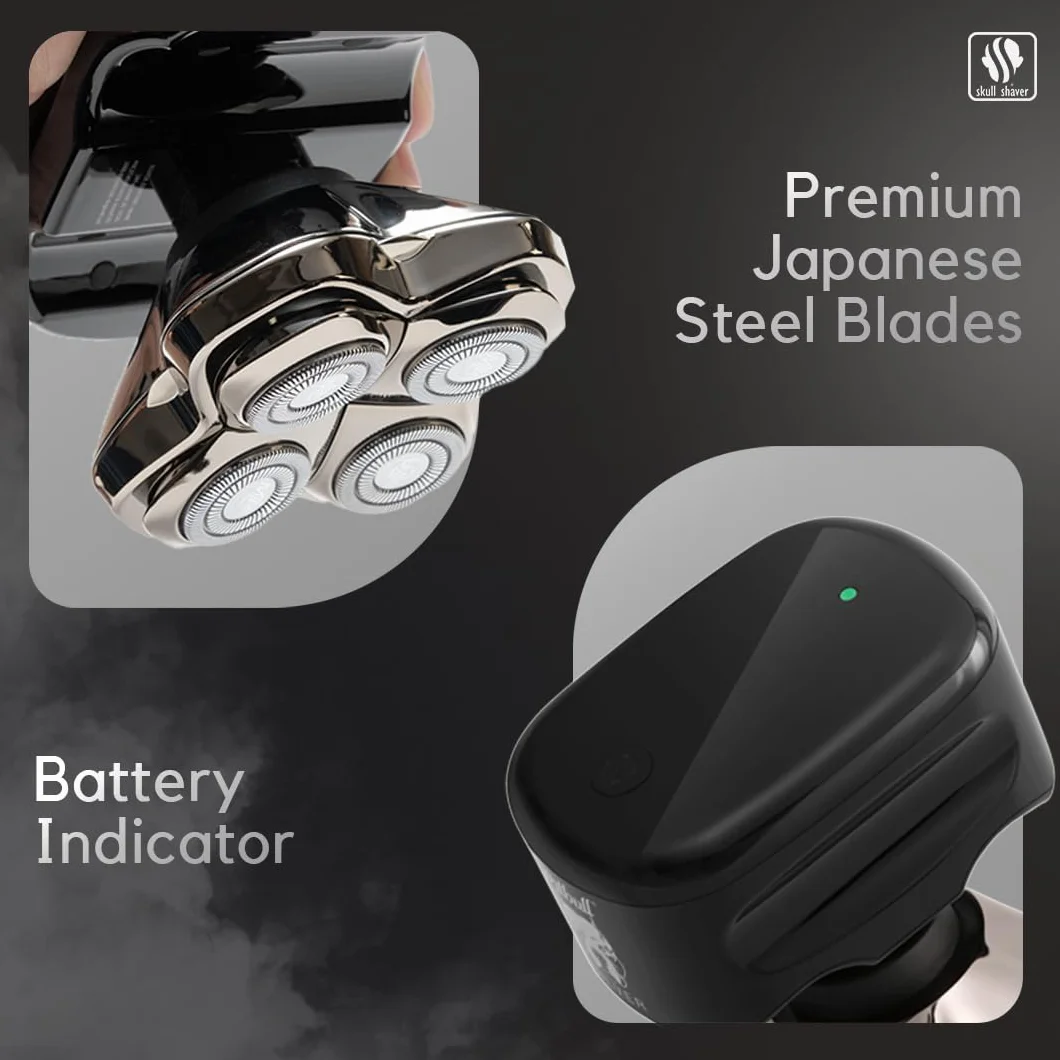 Męska elektryczna maszynka do golenia głowy i twarzy Silver PRO od Skull Shaver (Wtyczka UE)