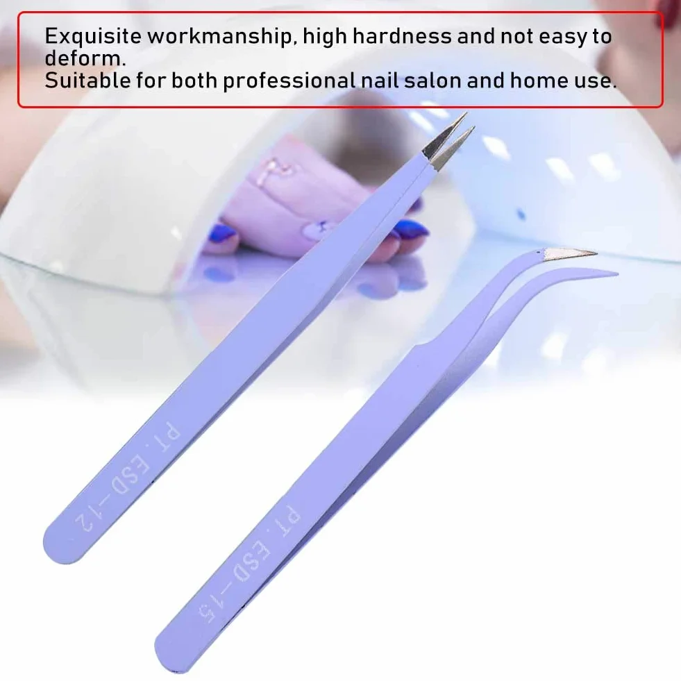 Pęseta do zdobienia paznokci ze stali nierdzewnej zestaw do manicure Nail Art Tools fioletowy