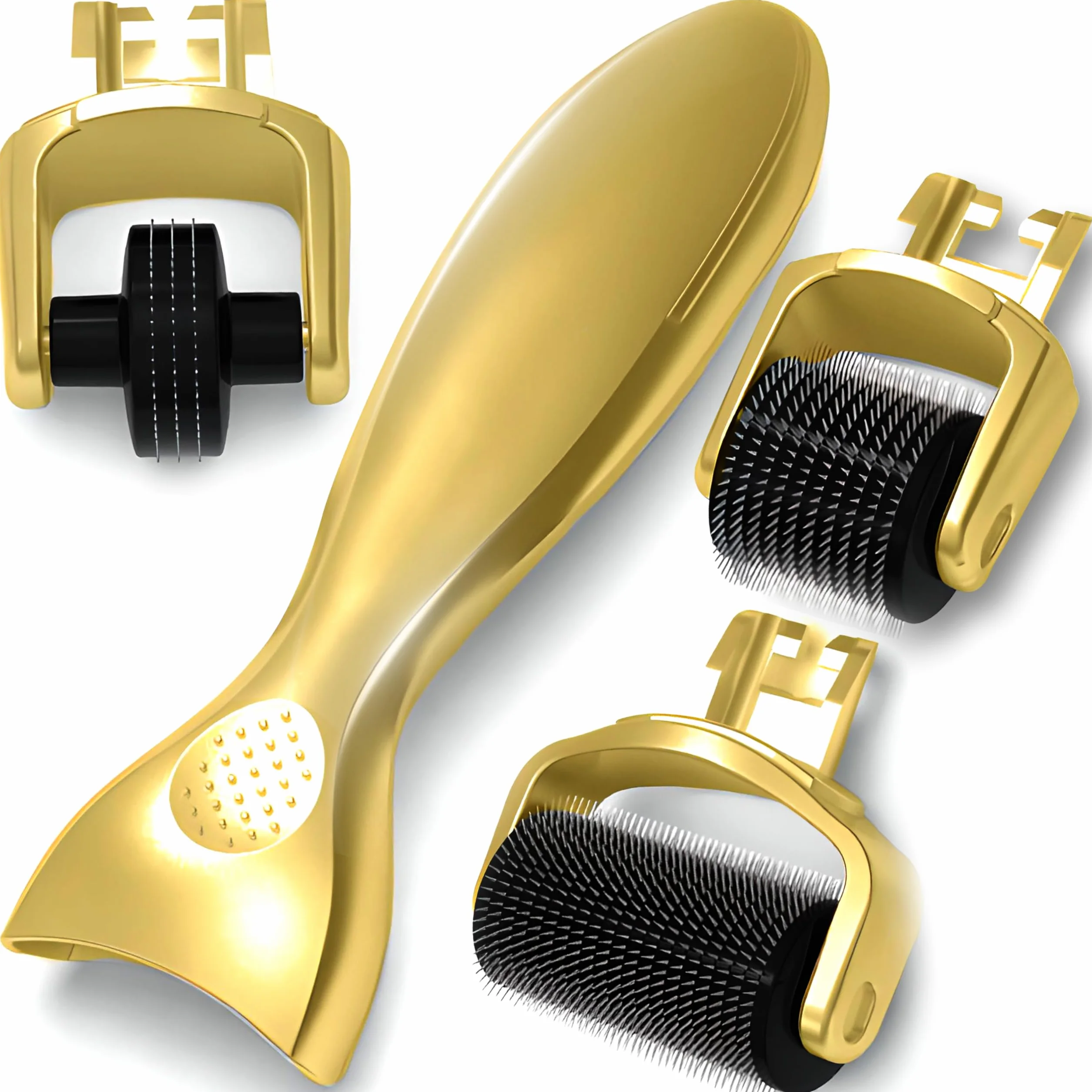 Retoo Derma roller, wałek do mikronakłuwania, porost brody, wałek do mikroigieł z 3 długościami igieł: 0,5, 1, 1,5mm mikroigłowy wałek derma do twarzy, ciała, przeciwstarzeniowy, przeciwzmarszczkowy