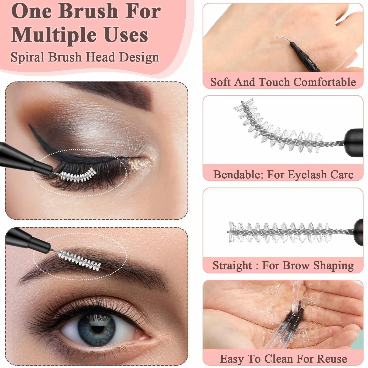 120Pcs Micro Eyebrow Brush with Cap Brow Lamination Spoolies for Eyebrow Eyelash Lash Lift and Tint Tools