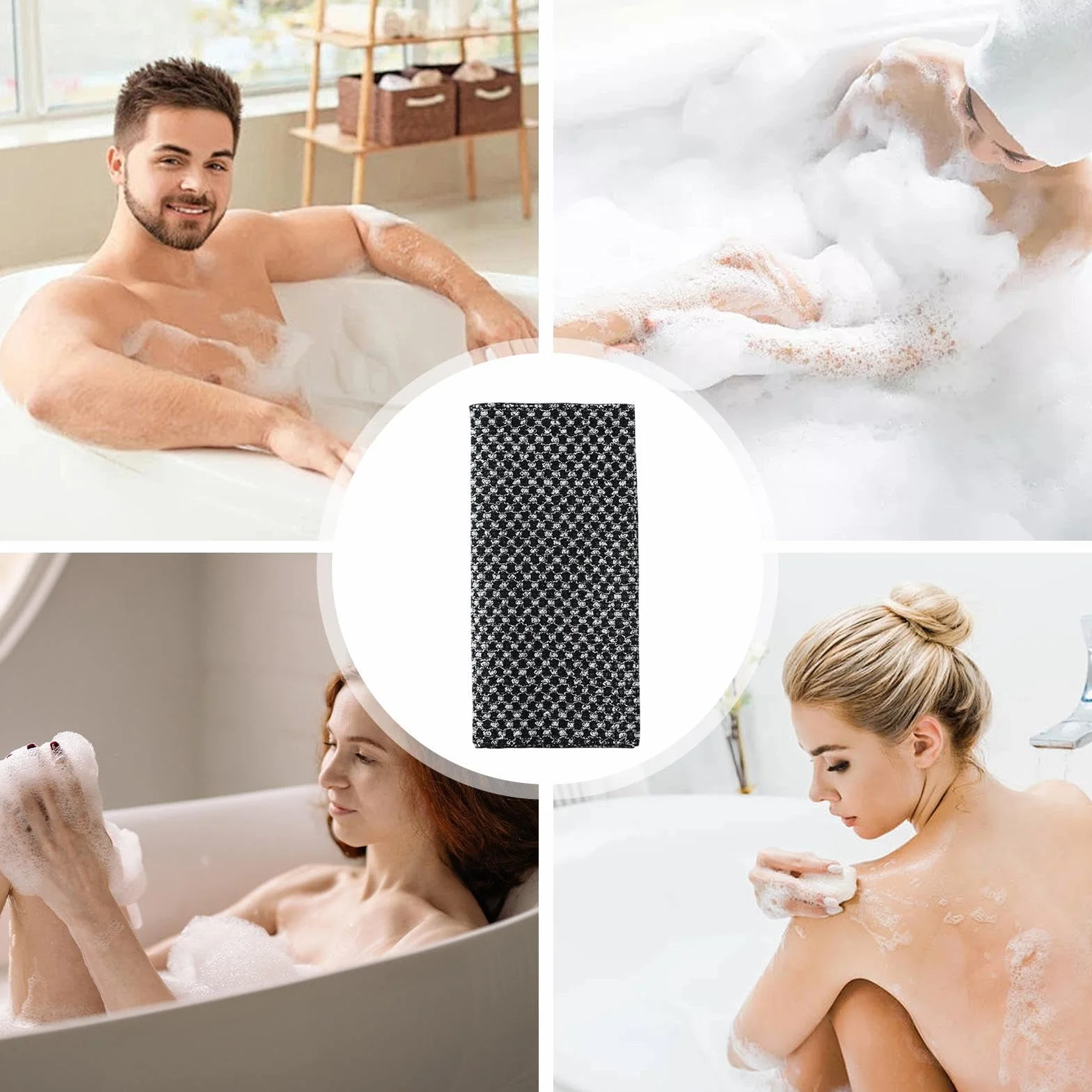 Towel Body Scrubber Peel Wash Strap, Striped Body Wash, Compact Skin Travel Bath Towel