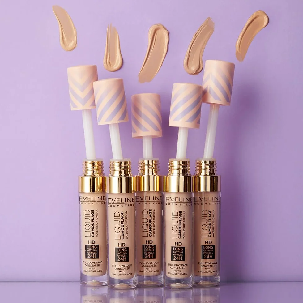 Eveline Cosmetics Płynny kamuflaż wodoodporny korektor z kwasem hialuronowym i masłem shea 5 odcieni