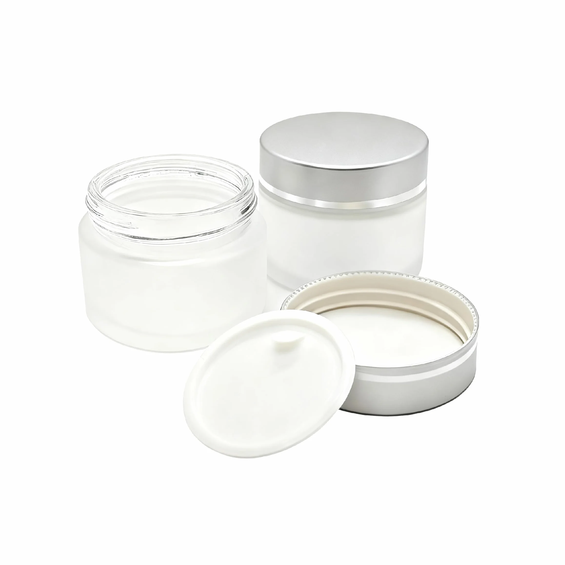 Szklane słoiki na krem 50 ml zestaw 2 sztuk z pokrywką