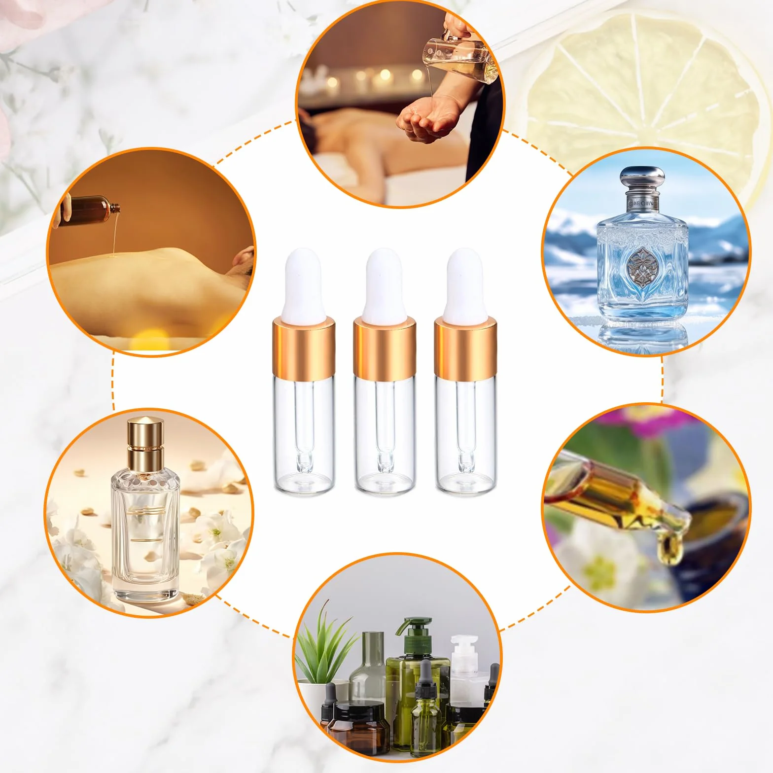 Szklane butelki z pipetą 5 ml mini do olejków eterycznych aromaterapii
