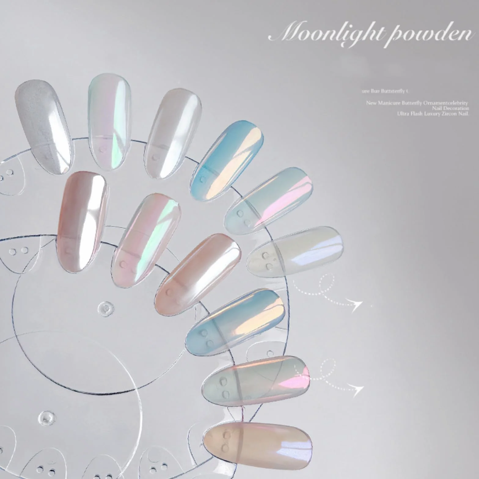 Aurora Ice Shimmer Chrome Nail Powder biała perła puder do paznokci 6 szt.
