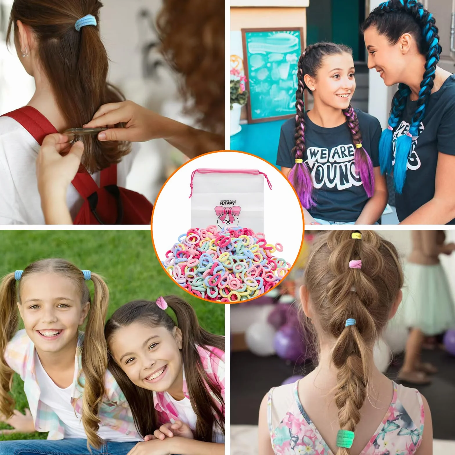 500 sztuk gumek do włosów dla dziewczynek, kolorowe gumki do włosów małe i gumki do włosów dla niemowląt, elastyczne warkocze dla dziewczynek Soft Loom Bands Mini gumki do włosów dla dzieci o
