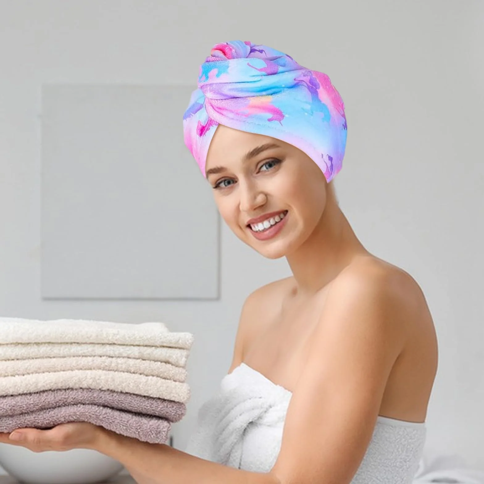 Ręcznik do suszenia włosów z mikrofibry dla kobiet, miękki ręcznik turban do włosów z mikrofibry, czepek do suszenia włosów z guzikami, chłonna suszarka do włosów, czepek do ploppingu, szybkoschnąca