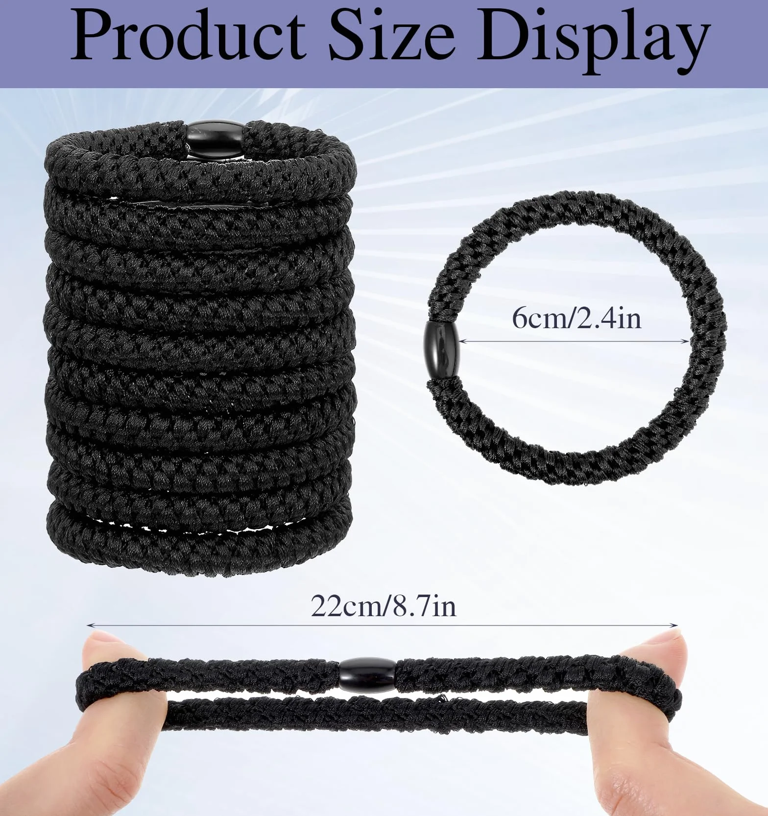 Gumki do włosów dla mężczyzn, czarne, nylon, 4-kierunkowy stretch, antypoślizgowe