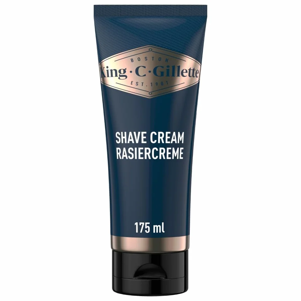 King C. Gillette Oryginalny krem do golenia (175 ml), nawilżający krem do pielęgnacji skóry wrażliwej, efekt na poziomie fryzjerskim, prezent dla mężczyzn