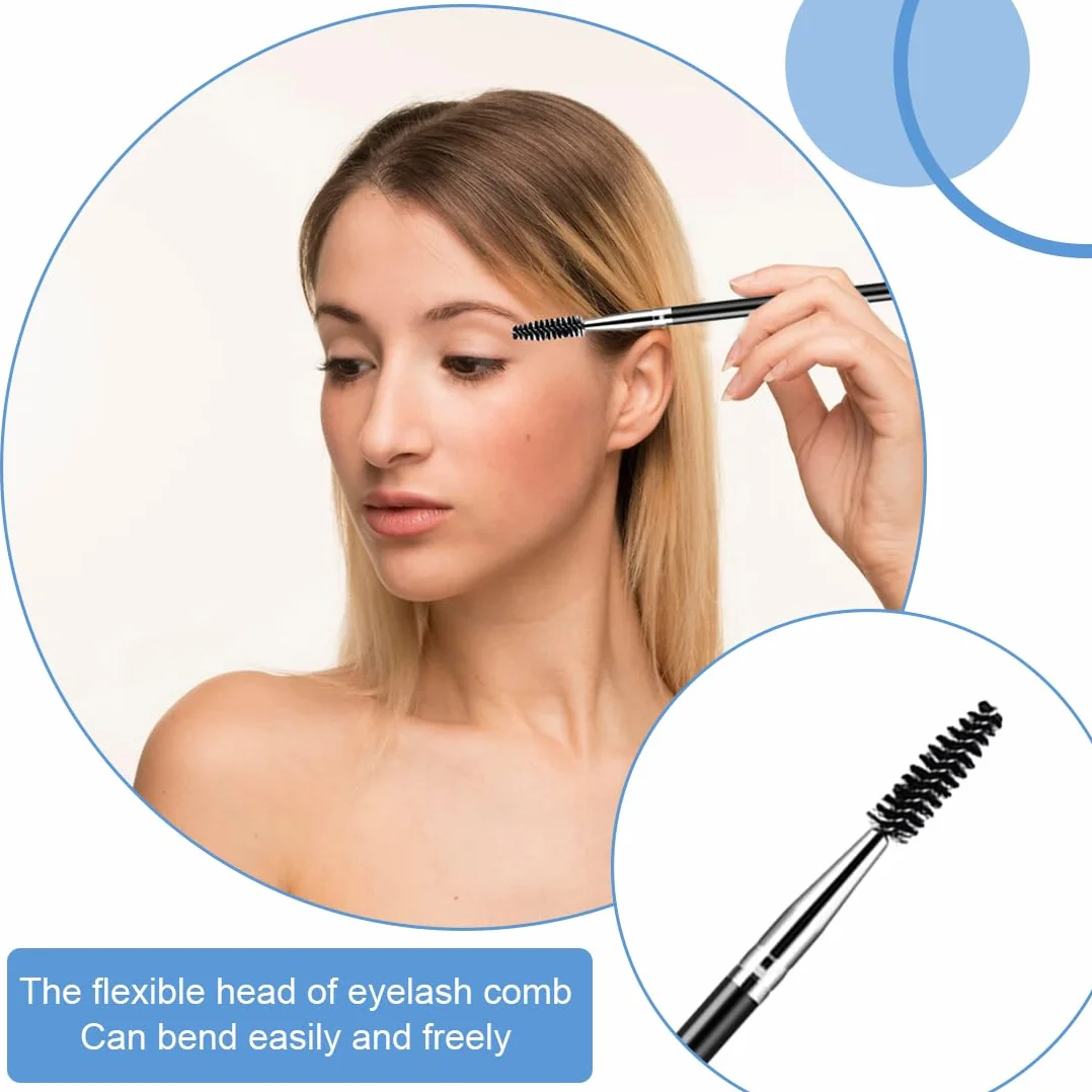 Wielofunkcyjny pędzel do brwi 2 w 1, podwójna głowa, mini pędzel do eyelinera, grzebień do brwi