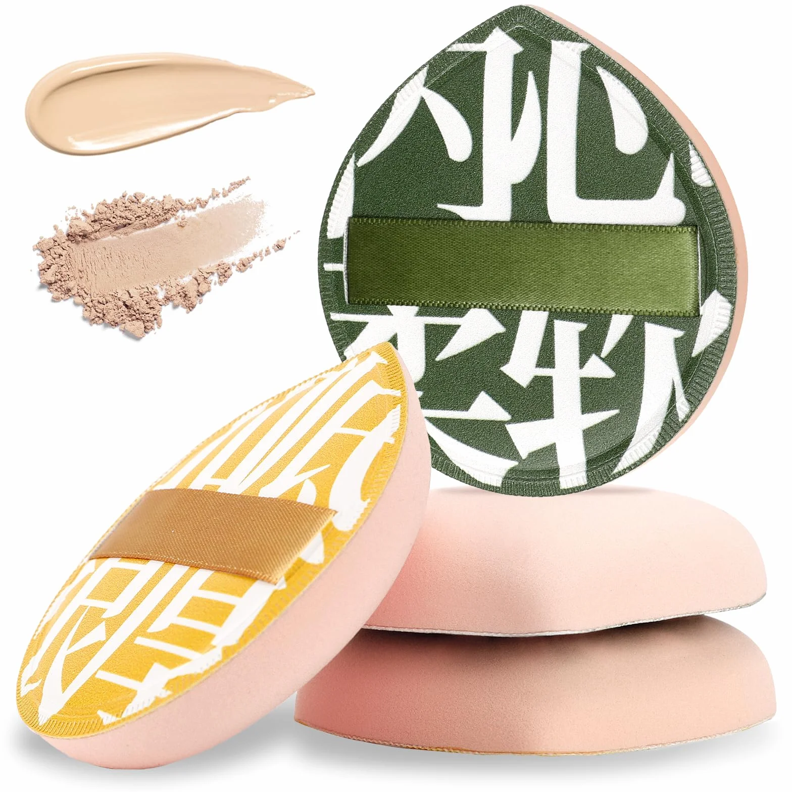 Koreańska gąbka Puff do makijażu, miękka w kształcie łezki, kosmetyczna gąbka Puff cushion do utrwalania makijażu i nakładania podkładu, do korektora, płynu, kremu i pudru, 4 szt. (duży rozmiar)