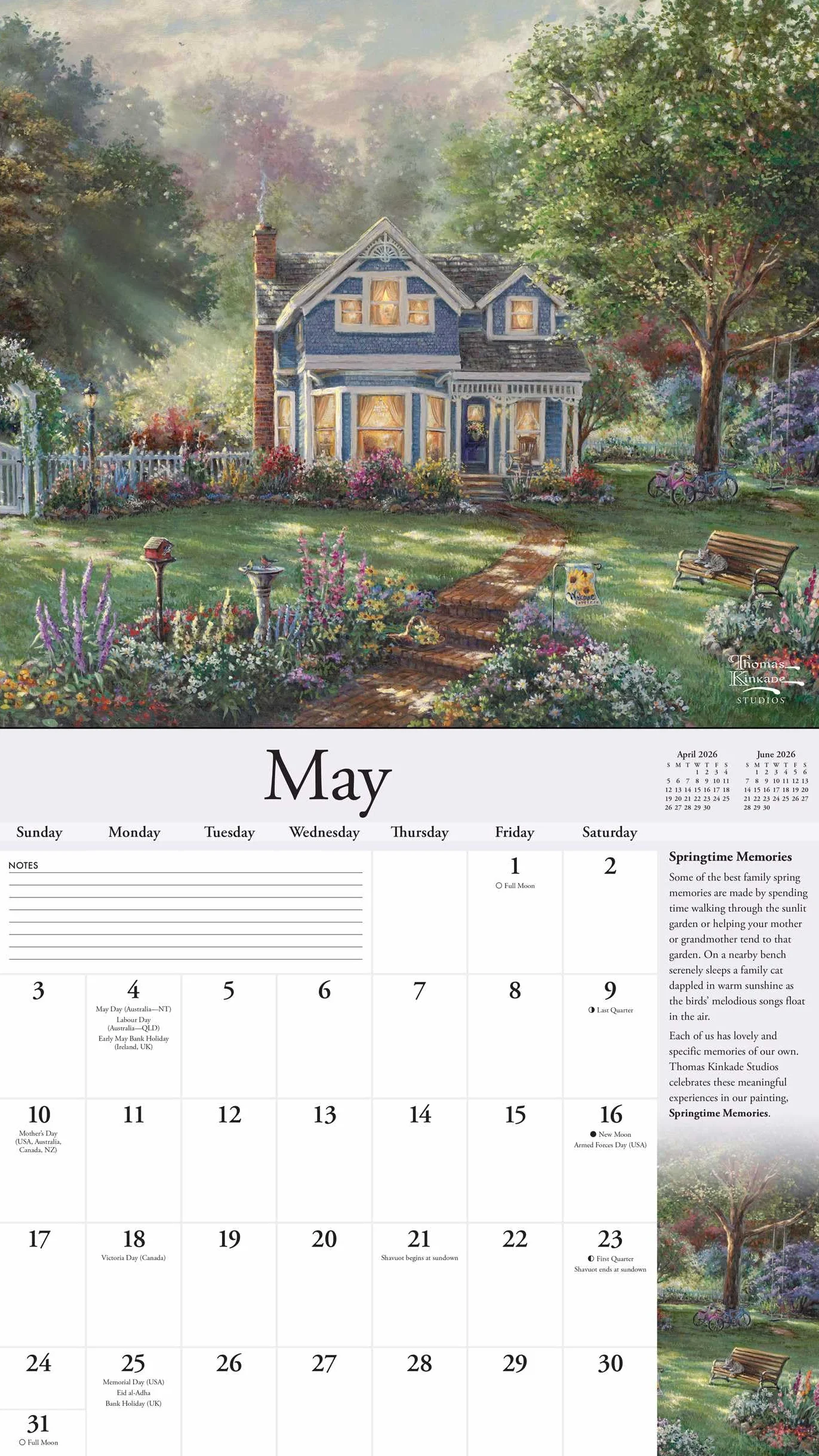 Thomas Kinkade Special Collector's Edition 2026 Deluxe Wall Calendar with Print
