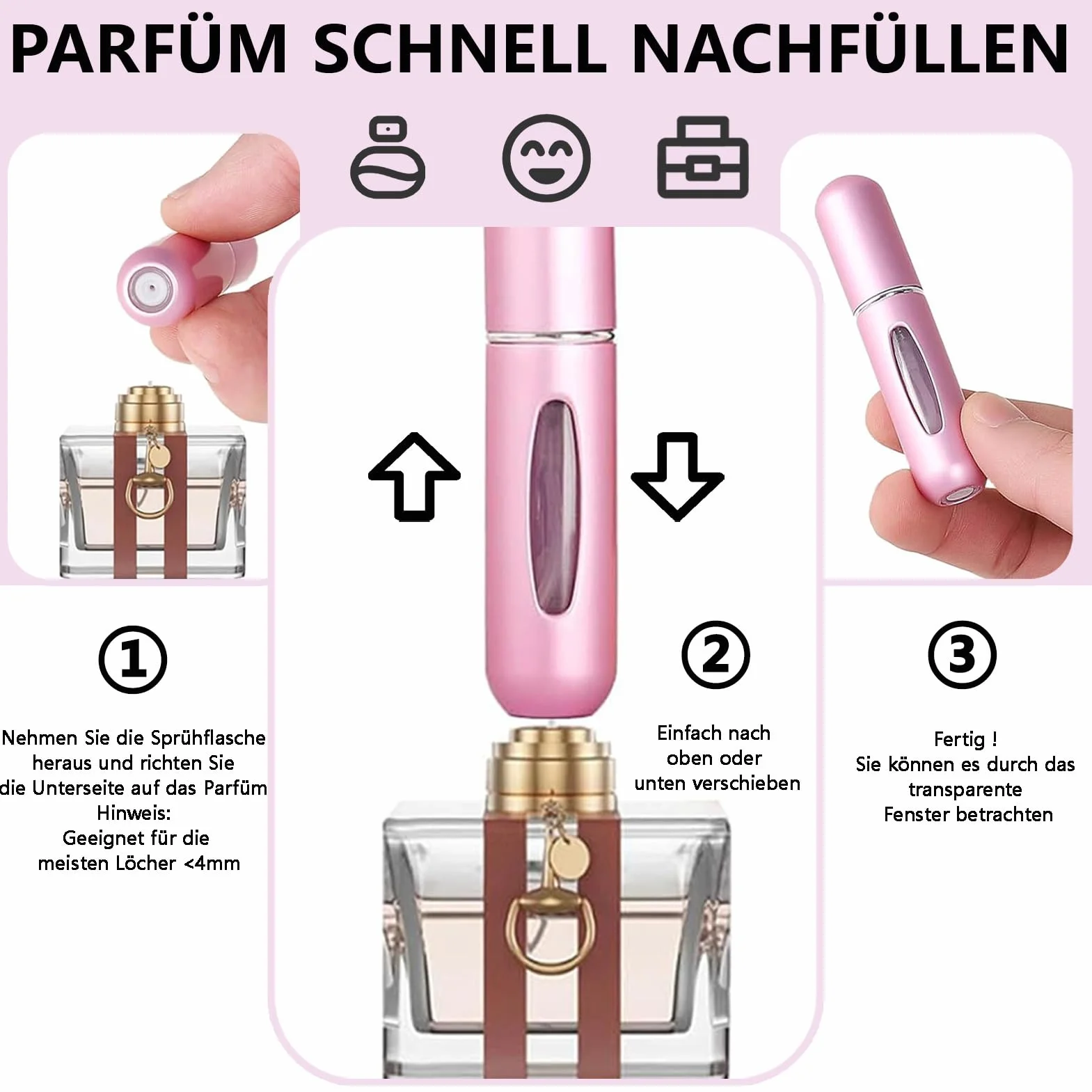 10 Szt. Atomizerów do Perfum, Puste Butelki na Perfumy o Pojemności 5 ml, do Ponownego Napełnienia, Spryskiwacze z Okienkiem Kontrolnym, Wygodne do Noszenia i Podróży