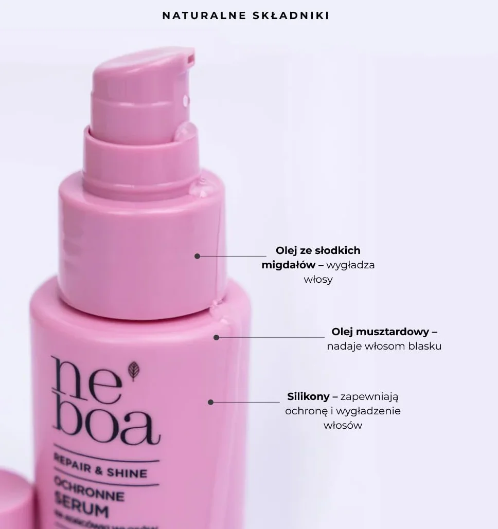 Neboa Ochronne Serum na Końcówki Włosów, Repair & Shine, Wegańska Formuła z Silikonami 50 ml