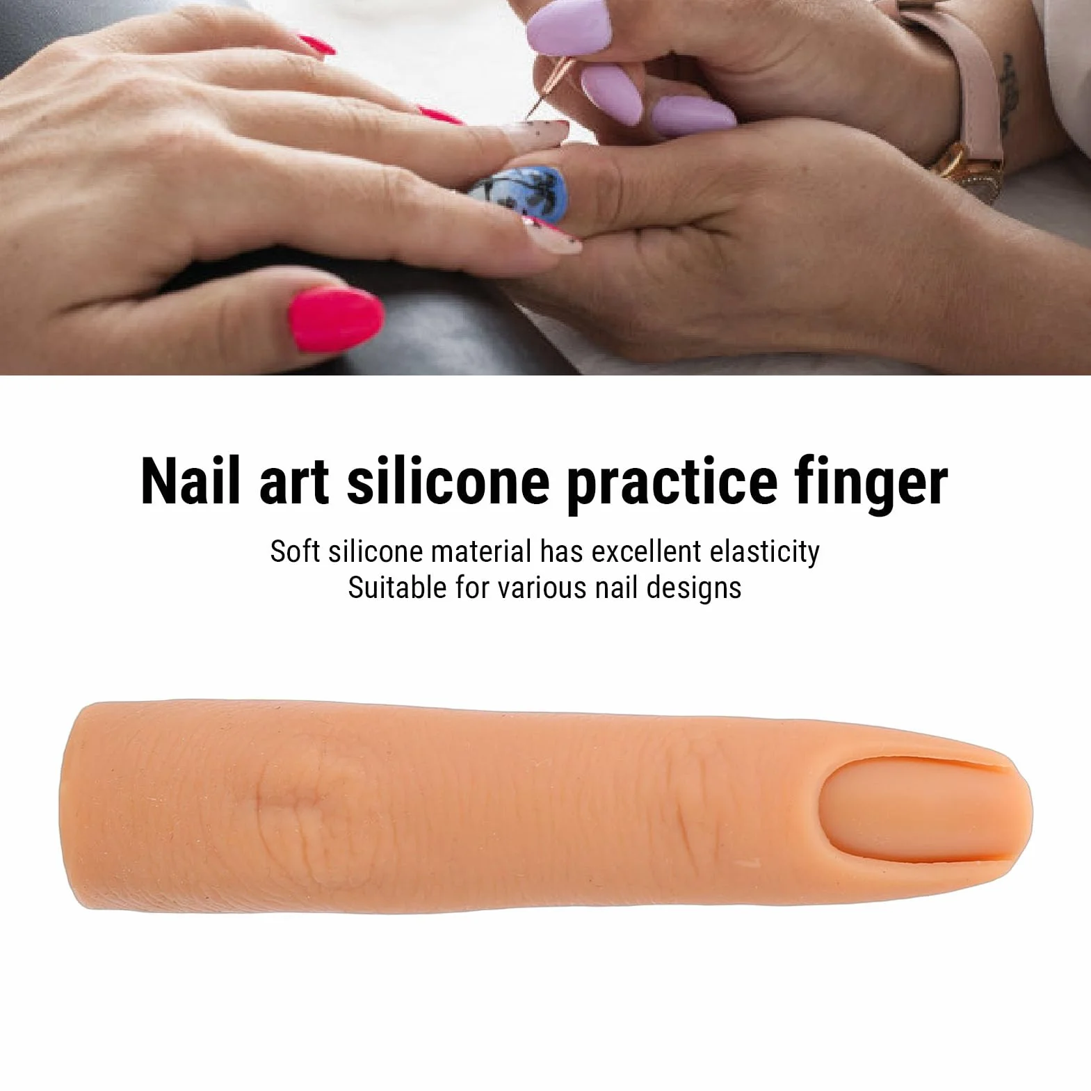 Yinhing Palec do ćwiczeń Paznokci, 2 szt. Elastyczny, Zginany Silikonowy Manicure Model Sztucznego Palca z Wbudowanymi Stawami, do ćwiczeń Zdobienia Paznokci Początkujący Profesjonaliści