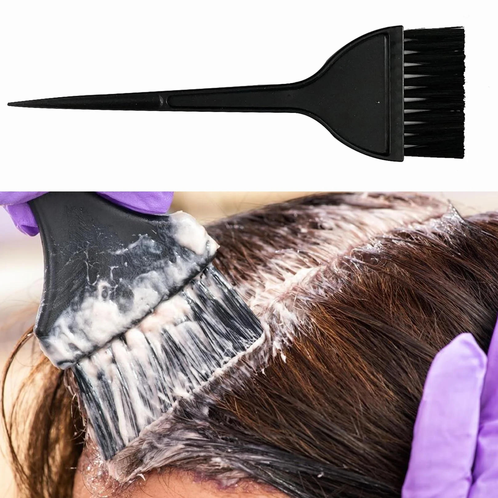 Zestaw do koloryzacji włosów: pędzle, grzebień, miska, szczotka, nauszniki, szpilki, rękawiczki