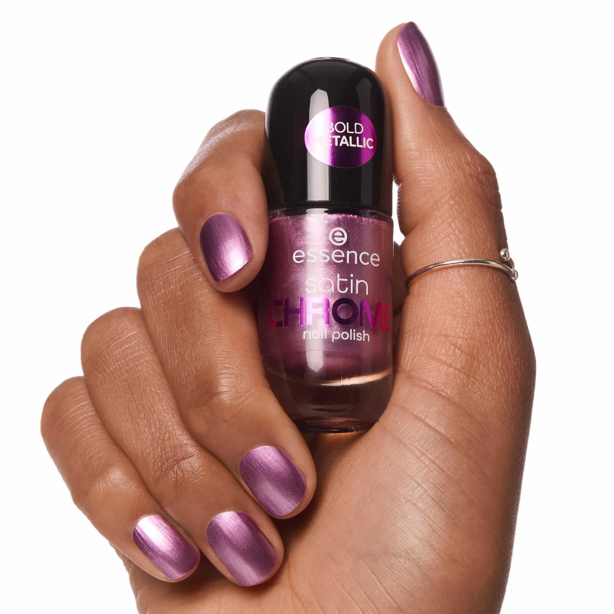 essence satynowy lakier do paznokci satin CHROME, pokrycie, wyraźny wynik, mocno napigmentowana/y, metaliczny (8ml)