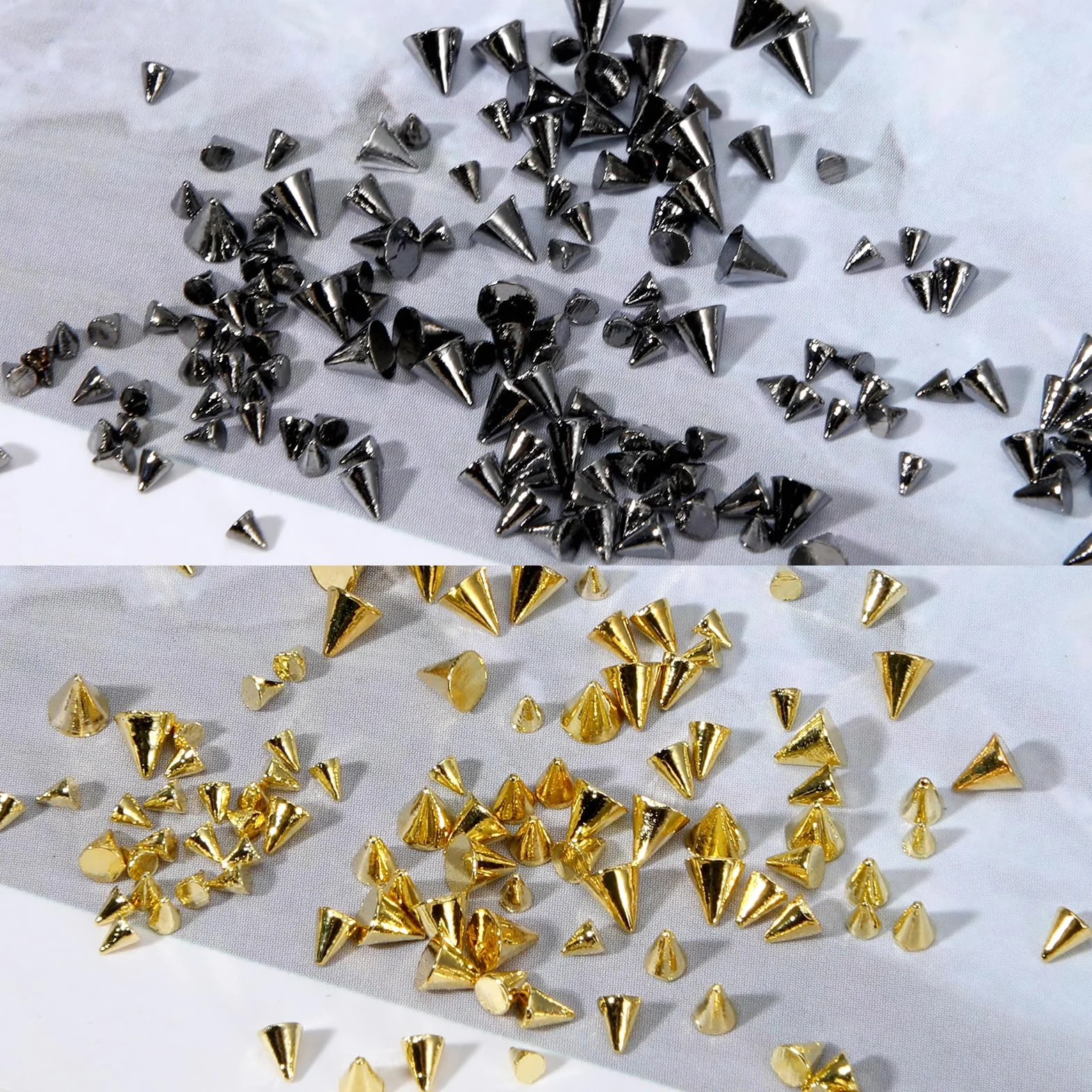 Tucnoeu 2 pudełka nity zawieszki do paznokci - Nail Charms złote srebrne czarne punkowe ozdoby do paznokci błyszczące kamienie akcesoria