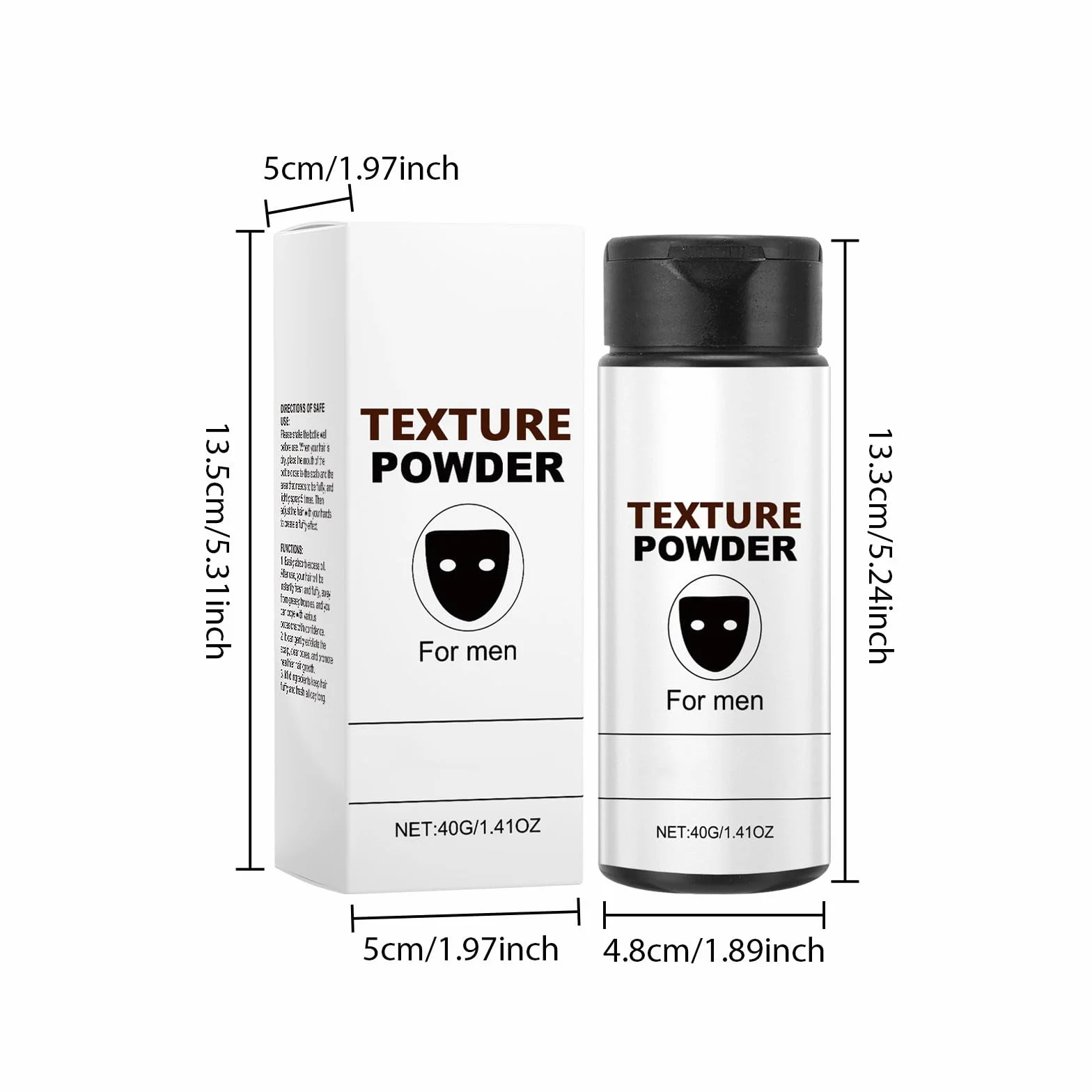 Puder teksturowy dla mężczyzn, puder do włosów, czarna maska, natychmiast nadaje tekstury i objętości, naturalny, łatwy w użyciu i długotrwały efekt stylizacji (1 szt.)