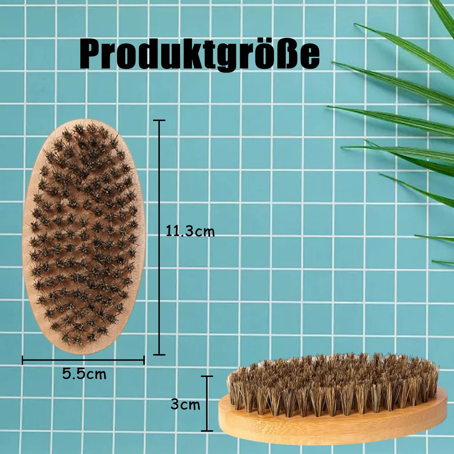 Szczotka do brody, owalna, z włosiem dzika, do codziennej pielęgnacji brody, do stosowania ze wszystkimi balsamami i olejkami