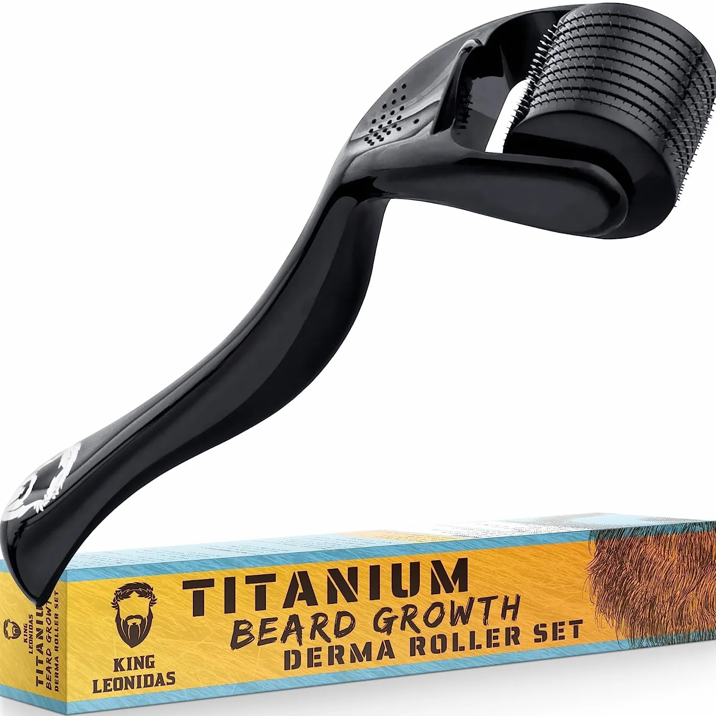 King Leonidas Beard Derma Roller dla mężczyzn, 0,30 mm Titanium Micro-Needling Derma Roller do zarostu i wzrostu brody