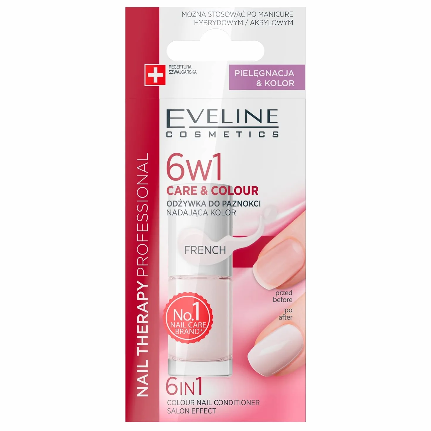 Eveline COLORFUL NAIL CONDITIONER CARE COLOUR NAIL 6 w 1 French by Clear 5 ml