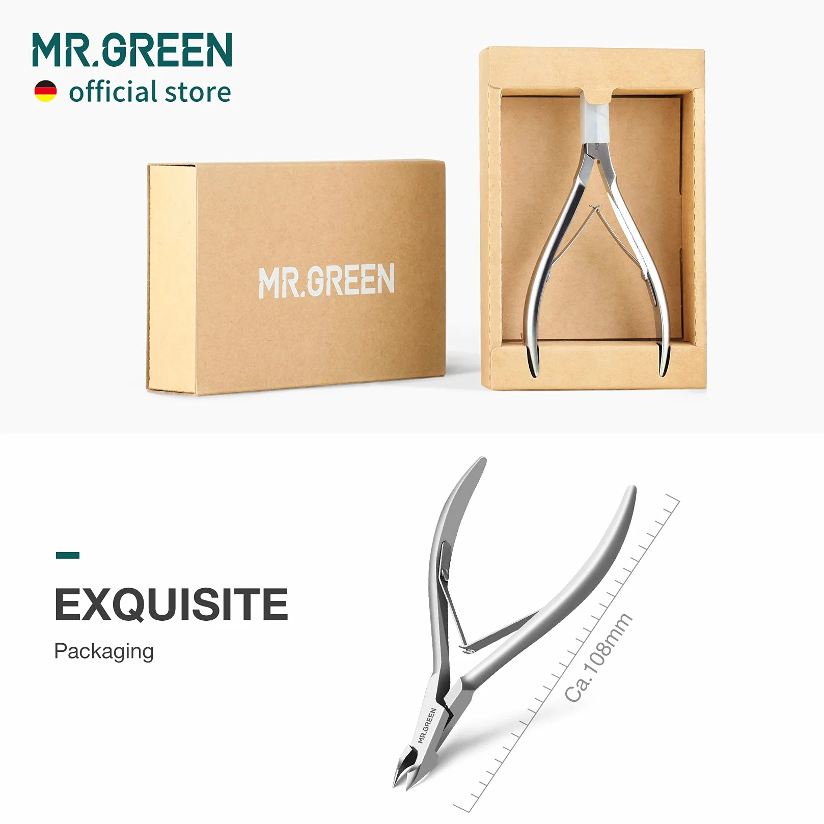 MR.GREEN Profesjonalne Szczypce do Skórek ze Stali Nierdzewnej, Trymer do Skórek do Usuwania Nadmiaru Martwego Naskórka (Nożyczki do Skórek)