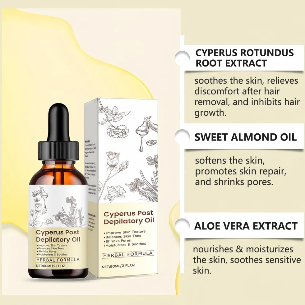 Flintronic Cyperus Rotundus Oil 60 ml naturalny olejek do depilacji redukujący wzrost włosów