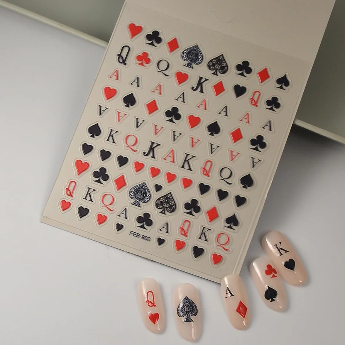 Poker naklejki na paznokcie 3D samoprzylepne do projektowania paznokci