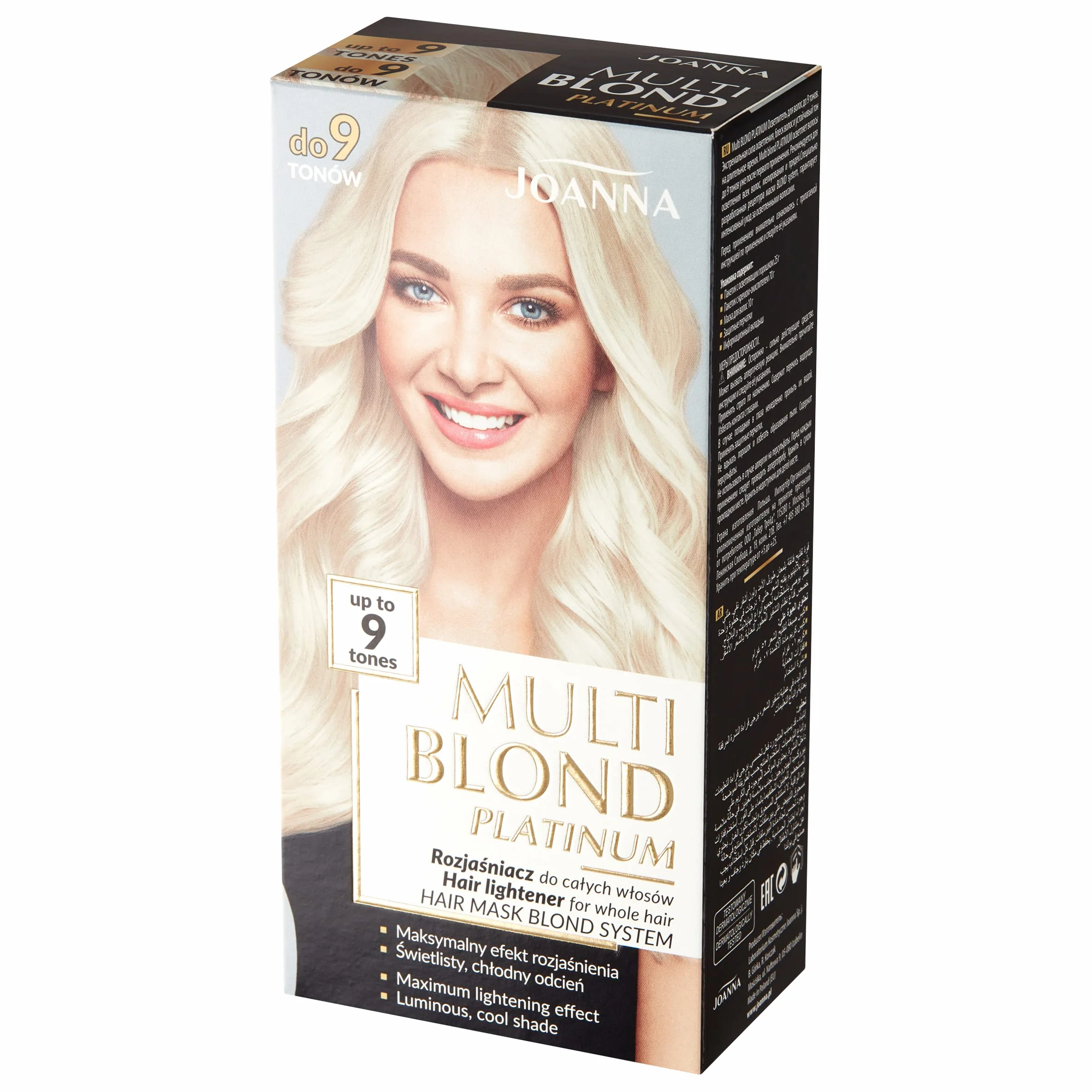 Joanna Multi Blond Platinum rozjaśniacz do wszystkich włosów – rozjaśnia włosy o 9 tonów – chłodniejszy odcień – chroni włosy podczas zabiegu