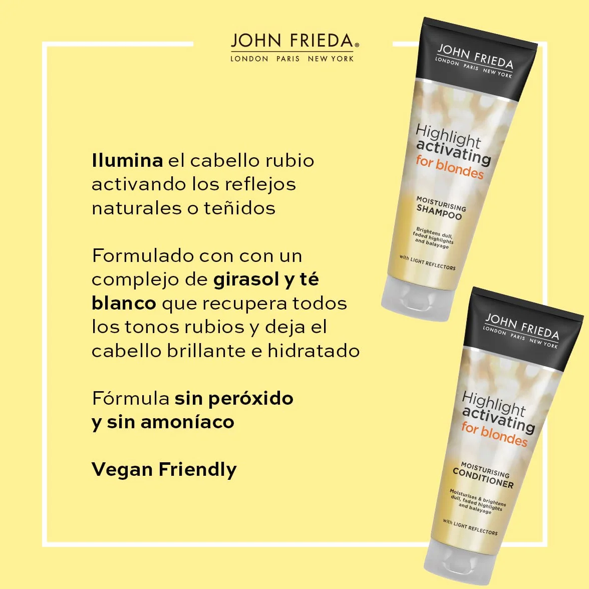John Frieda Blonde Highlight Activating Moisturising Avocado Oil For Blonde Hair Szampon, Przezroczysty, 200 ml