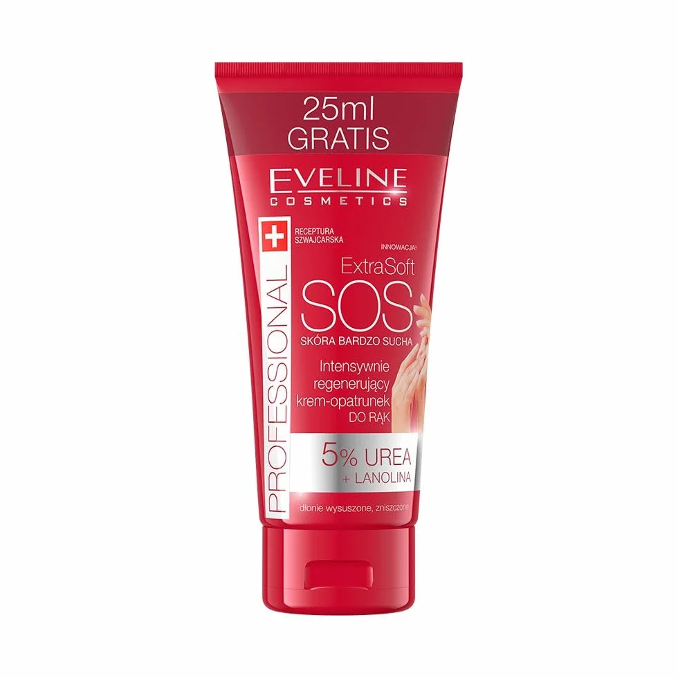 Eveline Cosmetics Extra Soft Intensywnie regenerujący krem do rąk z 5% mocznikiem, lanoliną, kwasem hialuronowym – głębokie nawilżenie i elastyczność – 100 ml