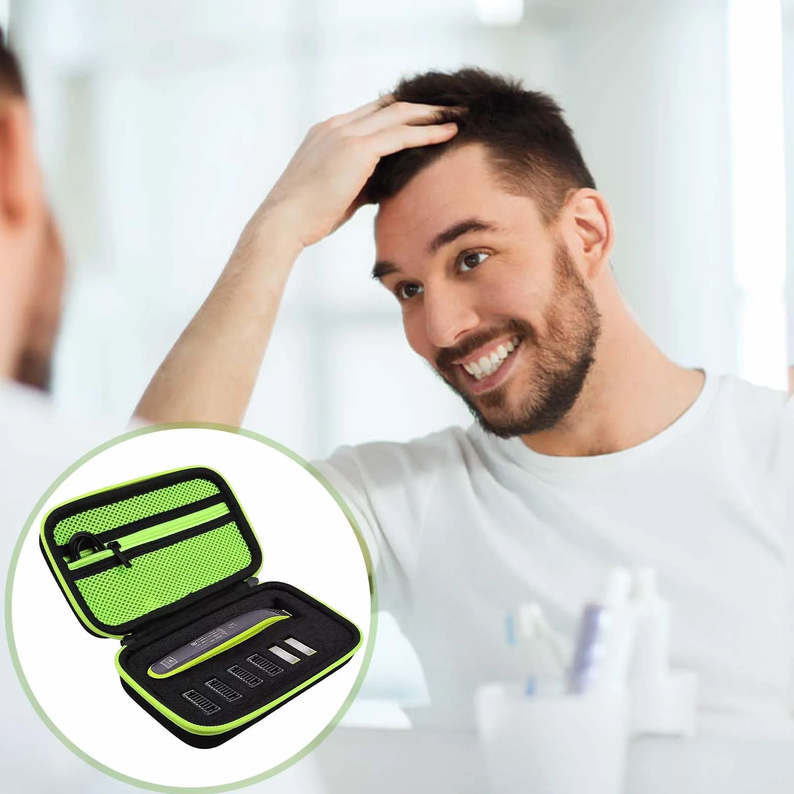 Naapesi Przenośne etui do golenia dla mężczyzn O Blade QP2520 QP2530 twarde podróżne odporne na wstrząsy zielone