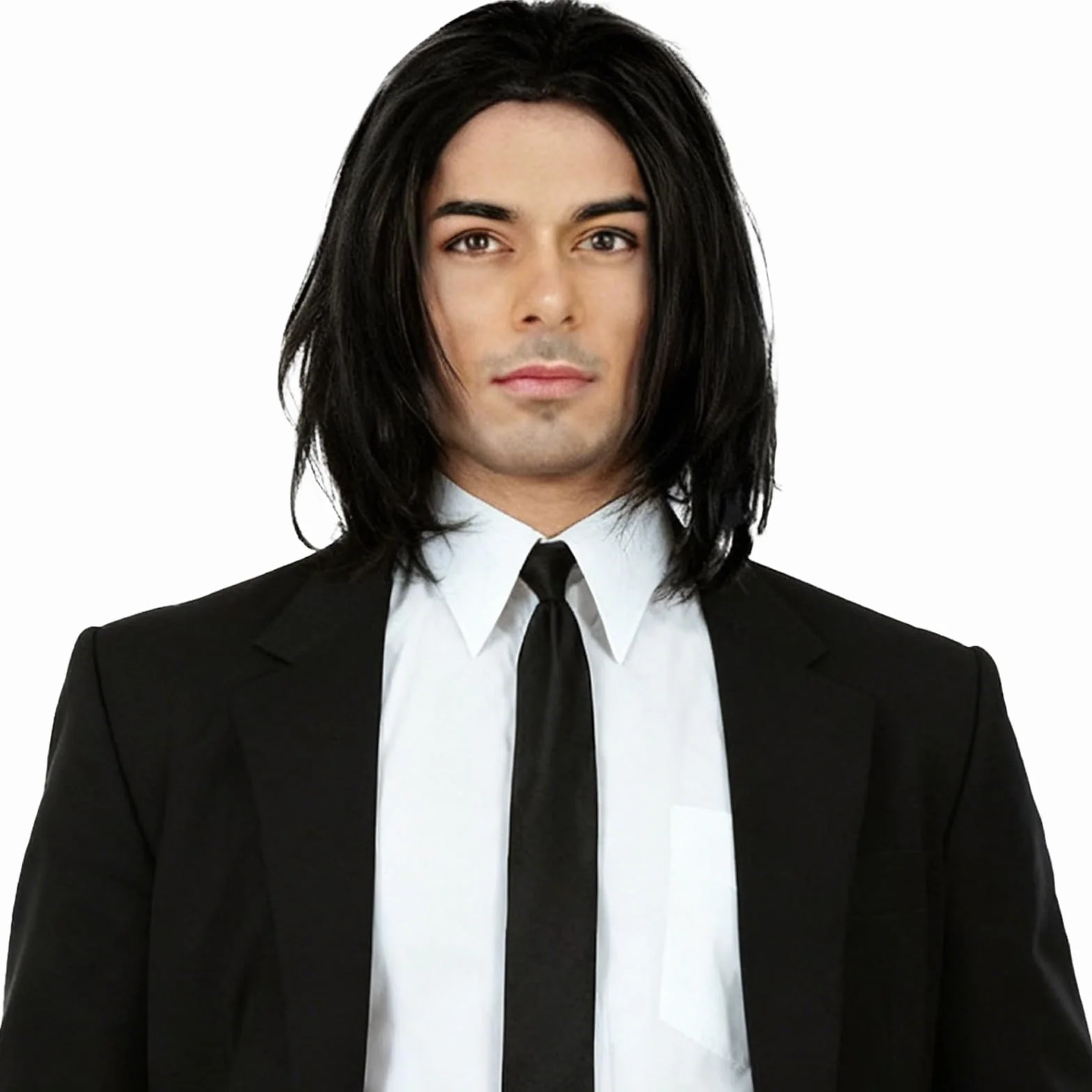 Długa peruka męska czarna na Halloween karnawał Cosplay Hippie Rock