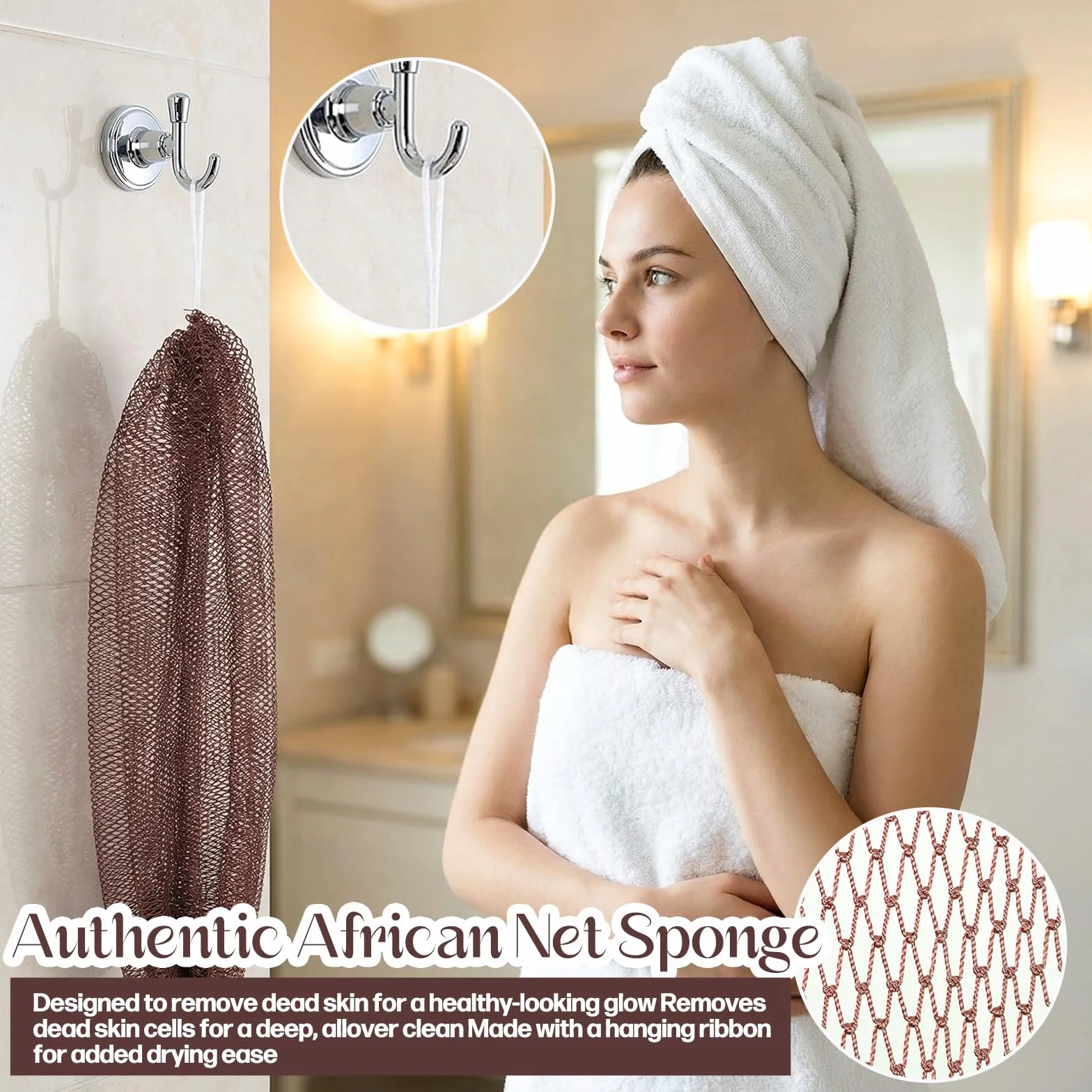 Qianyu 2 szt. afrykańska gąbka siatkowa peeling do ciała złuszczająca gąbka do kąpieli prysznic luffa podróżne przenośne akcesoria łazienkowe dla kobiet mężczyzn wszystkie rodzaje skóry pielęgnacja