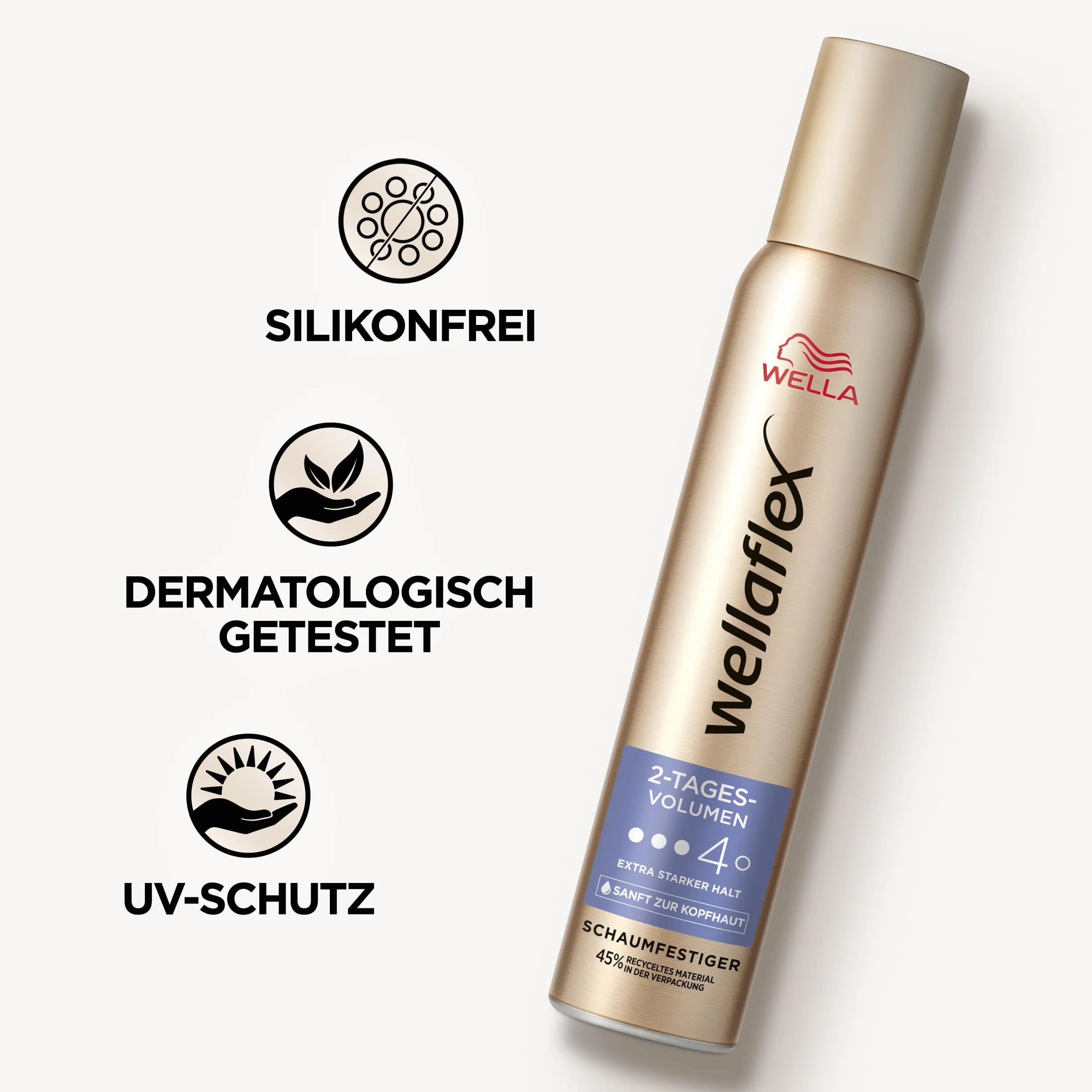 Wellaflex 2-dniowa pianka wzmacniająca objętość dla kobiet | do 2 dni elastyczna przyczepność | do włosów o dużej objętości | delikatny dla skóry głowy, testowany dermatologicznie | nie zawiera