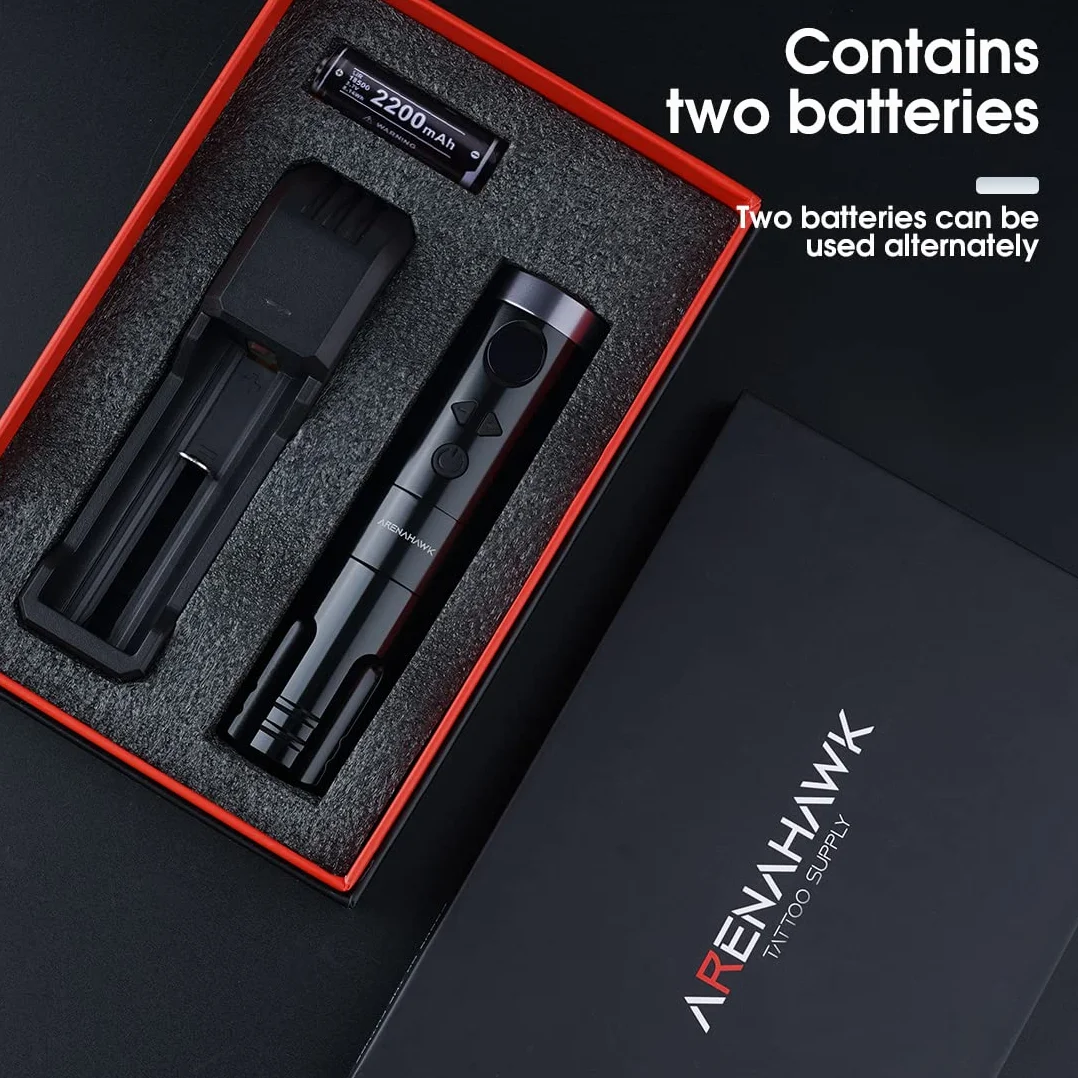Wireless Tattoo Pen Maschine Set Rotary Battery with 2 Batteries 4mm