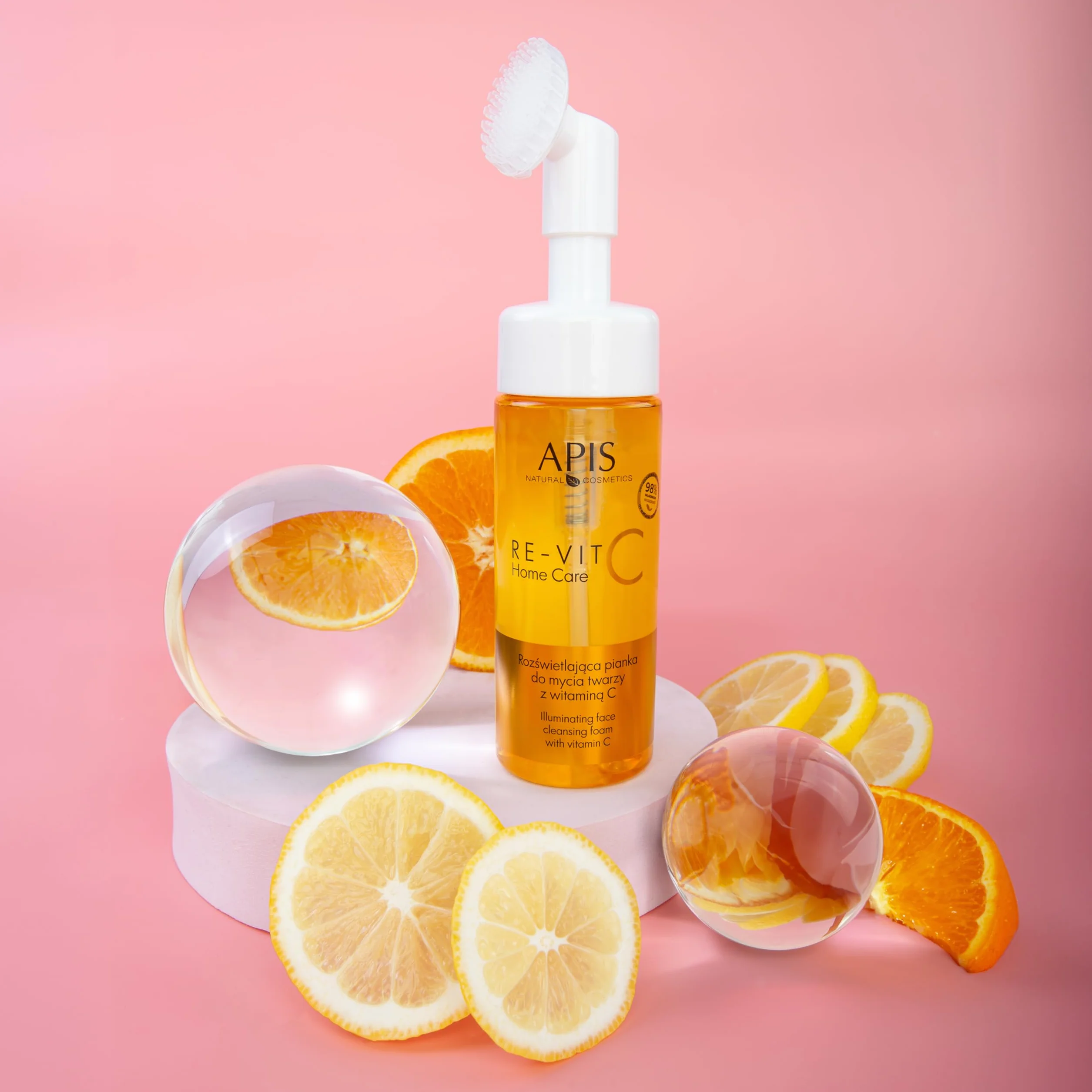 Apis Natural Cosmetics Re-Vit C Home Care Pianka do mycia twarzy rozświetlająca z witaminą C 150 ml
