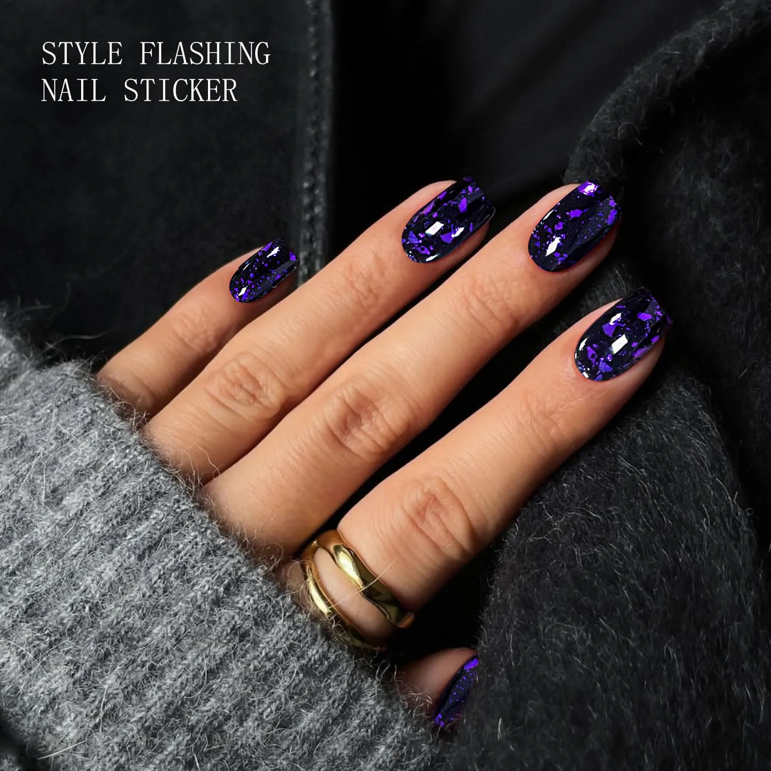 JMEOWIO Naklejki do paznokci Żel Ciemny fioletowy Naklejki do paznokci Żel Nail Art Stickers Decor