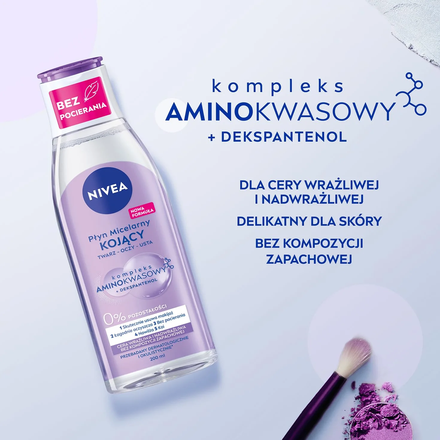 NIVEA Kojący Płyn micelarny z kompleksem aminokwasowym i dekspantenolem do cery wrażliwej i nadwrażliwej 200 ml
