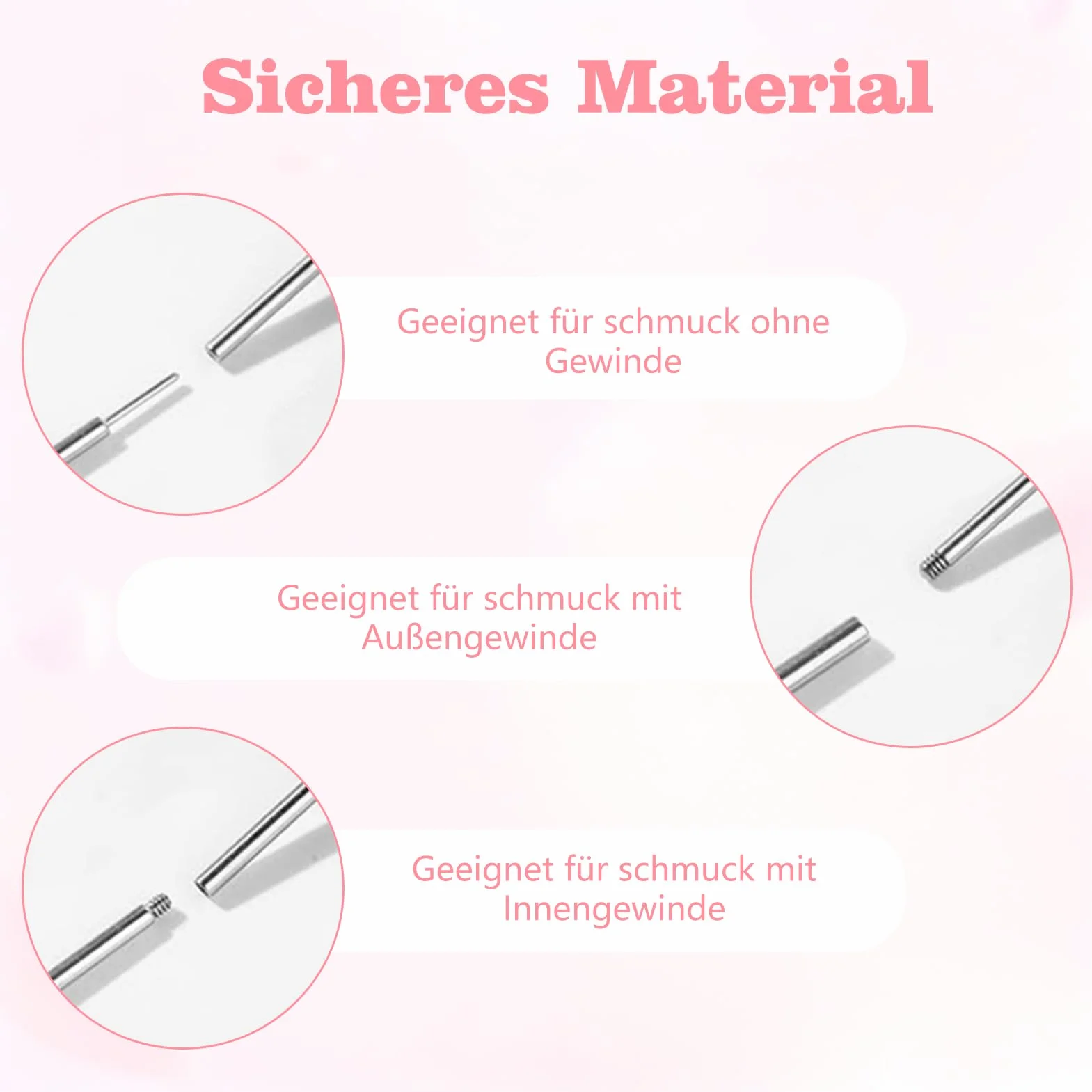 Zestaw chwytaków do piercingu, 16 g, 18 g, zestaw do piercingu, do nosa, ucha, brzucha, warg,