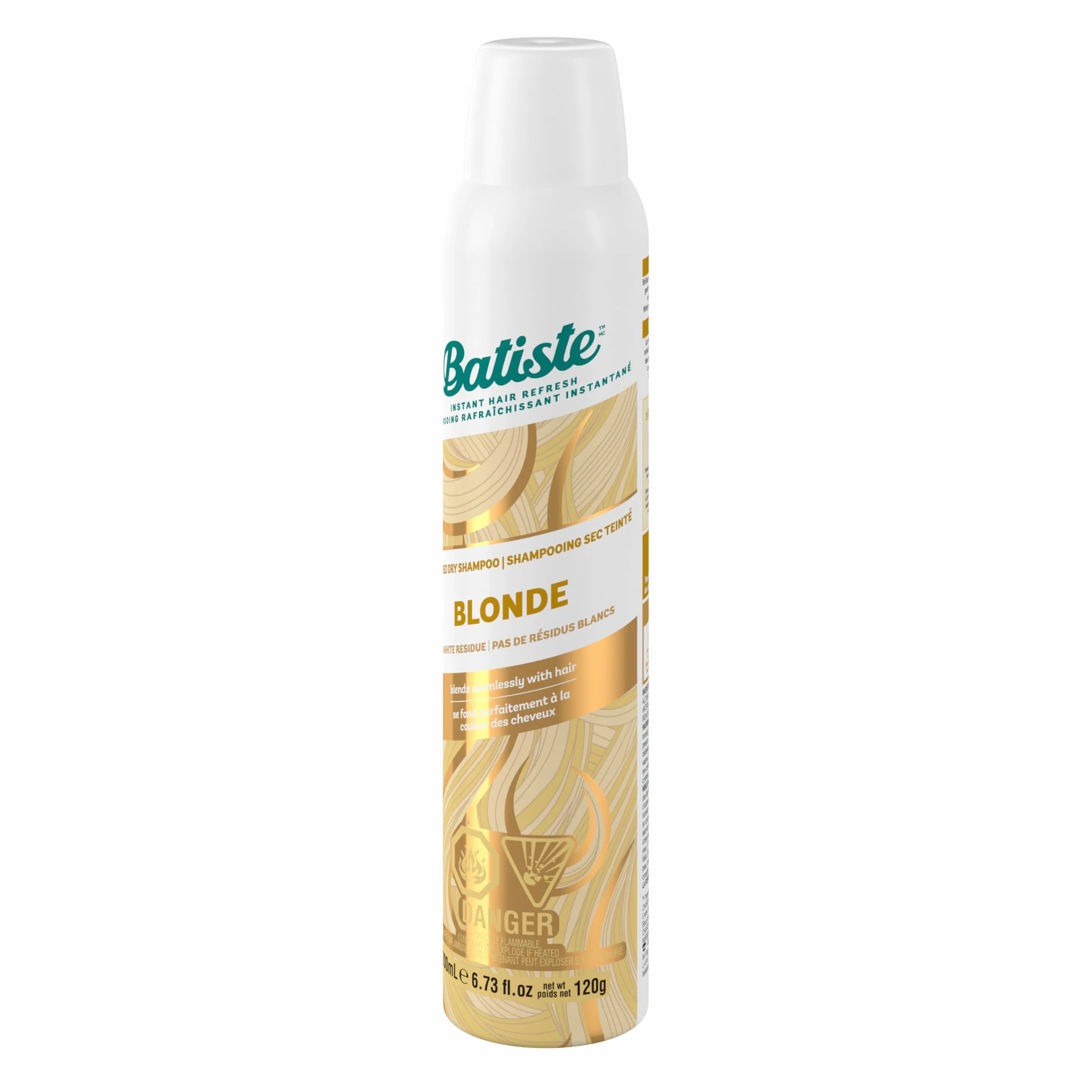 Batiste Suchy szampon Blond 200 ml Suchy szampon do odświeżania i stylizacji włosów w sprayu do jasnych włosów, bez pozostałości bez spłukiwania, fryzura z efektem kolorystycznym