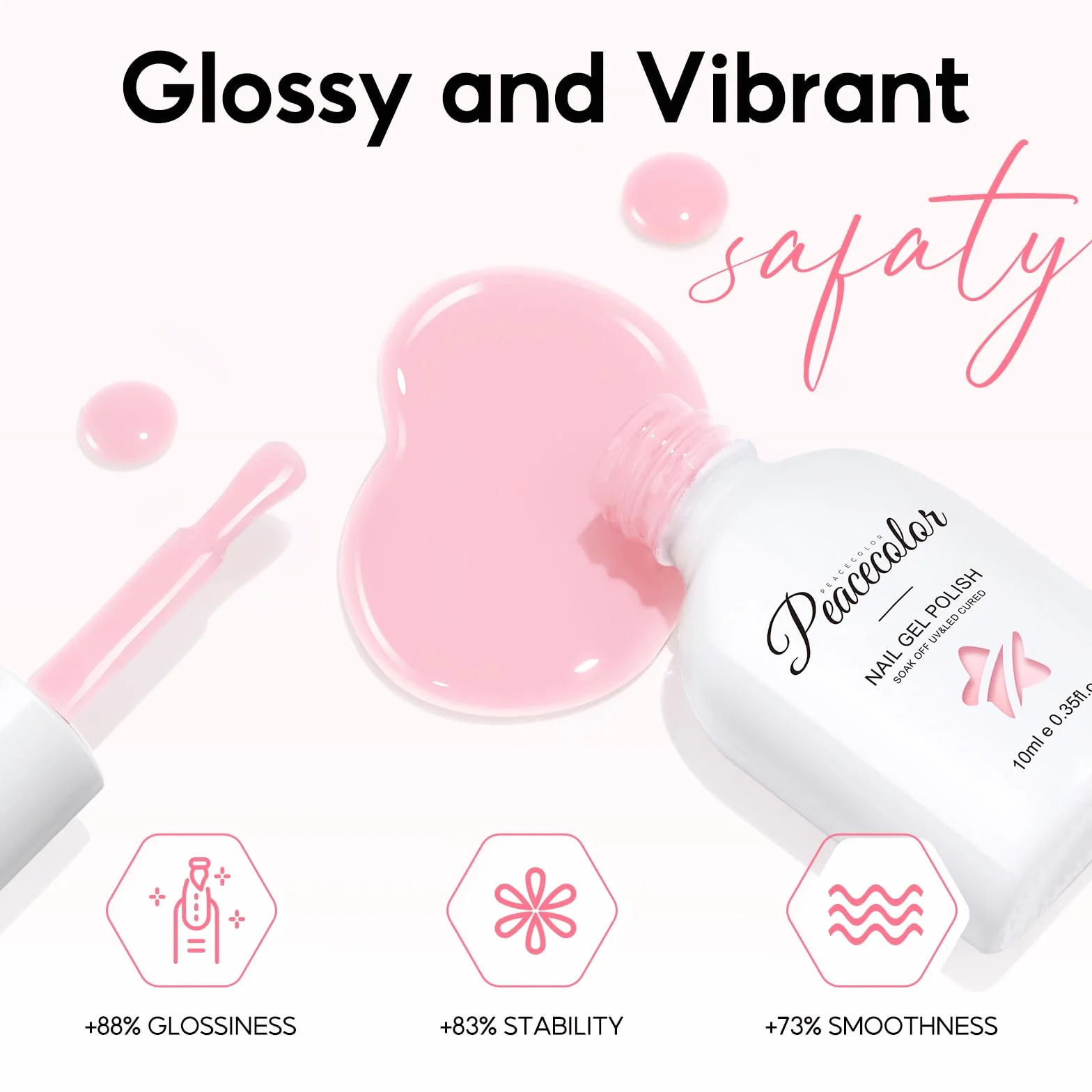 PEACECOLOR 10 ml Lakier żelowy do paznokci Jasnoróżowy Soak Off Lakier do paznokci UV Profesjonalny salon & domowe użycie Nail Art DIY w domu