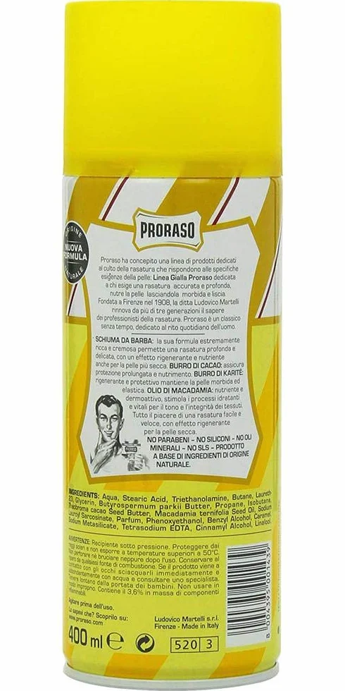 Proraso Yellow pianka do golenia Nutriente E Rigenerante 400 ml