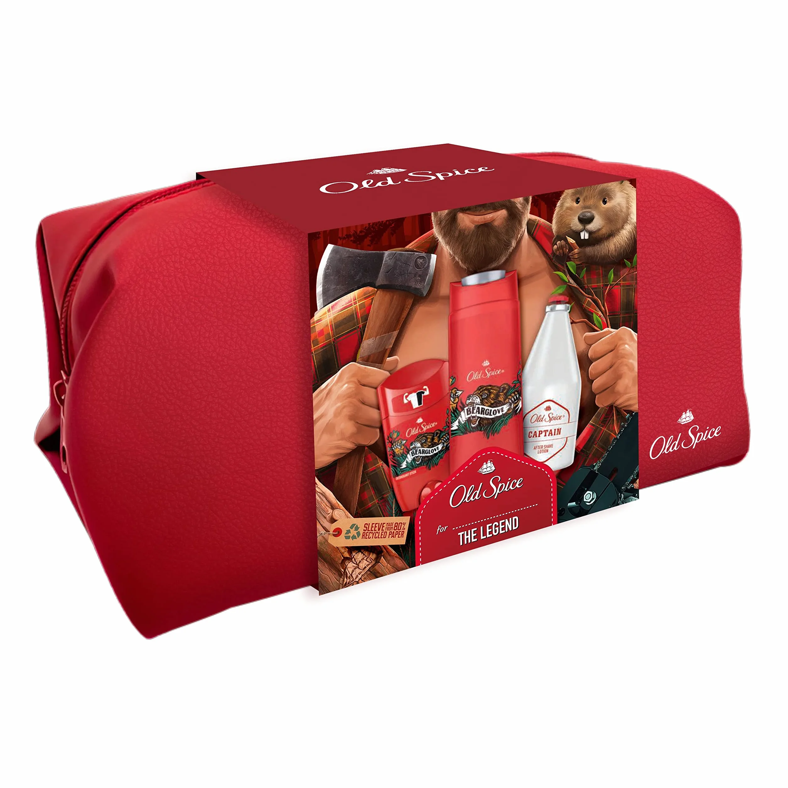Old Spice Zestaw Podarunkowy Dla Mężczyzn Lumberjack W Kosmetyczce, Zawierający Dezodorant W Sztyfcie, Żel Pod Prysznic I Woda Po Goleniu Bearglove