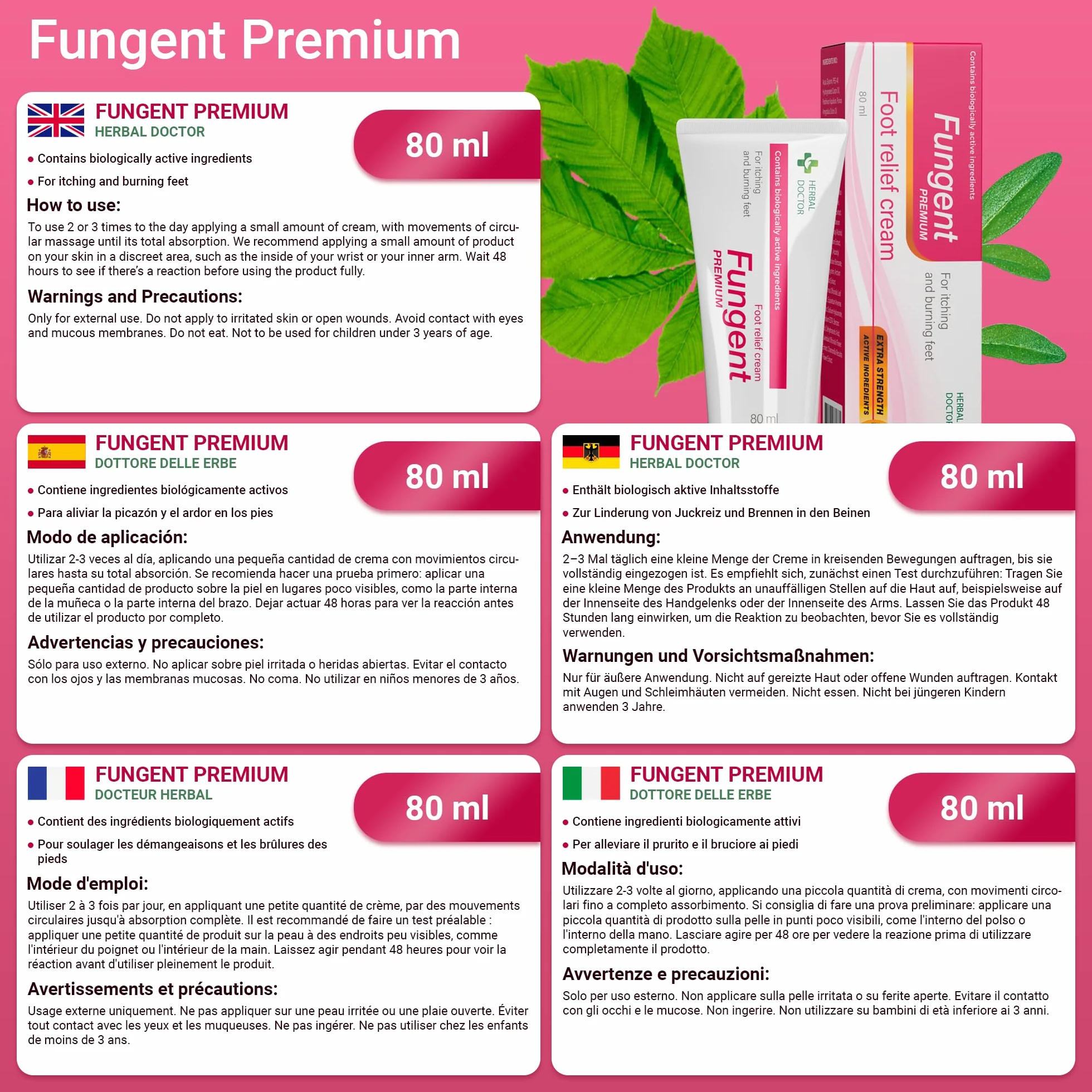 Fungent Premium 80 ml Krem Przeciwgrzybiczy do Stóp