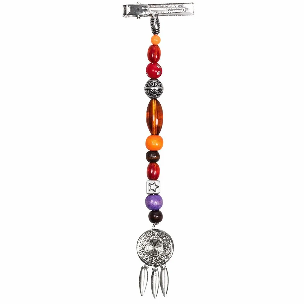 Boland 47127 – klips do włosów piracki, spinka do włosów z perłami i amuletem, ozdoba do włosów, pirat, koresponer, indiański, karnawał, ostatki, impreza tematyczna, Halloween