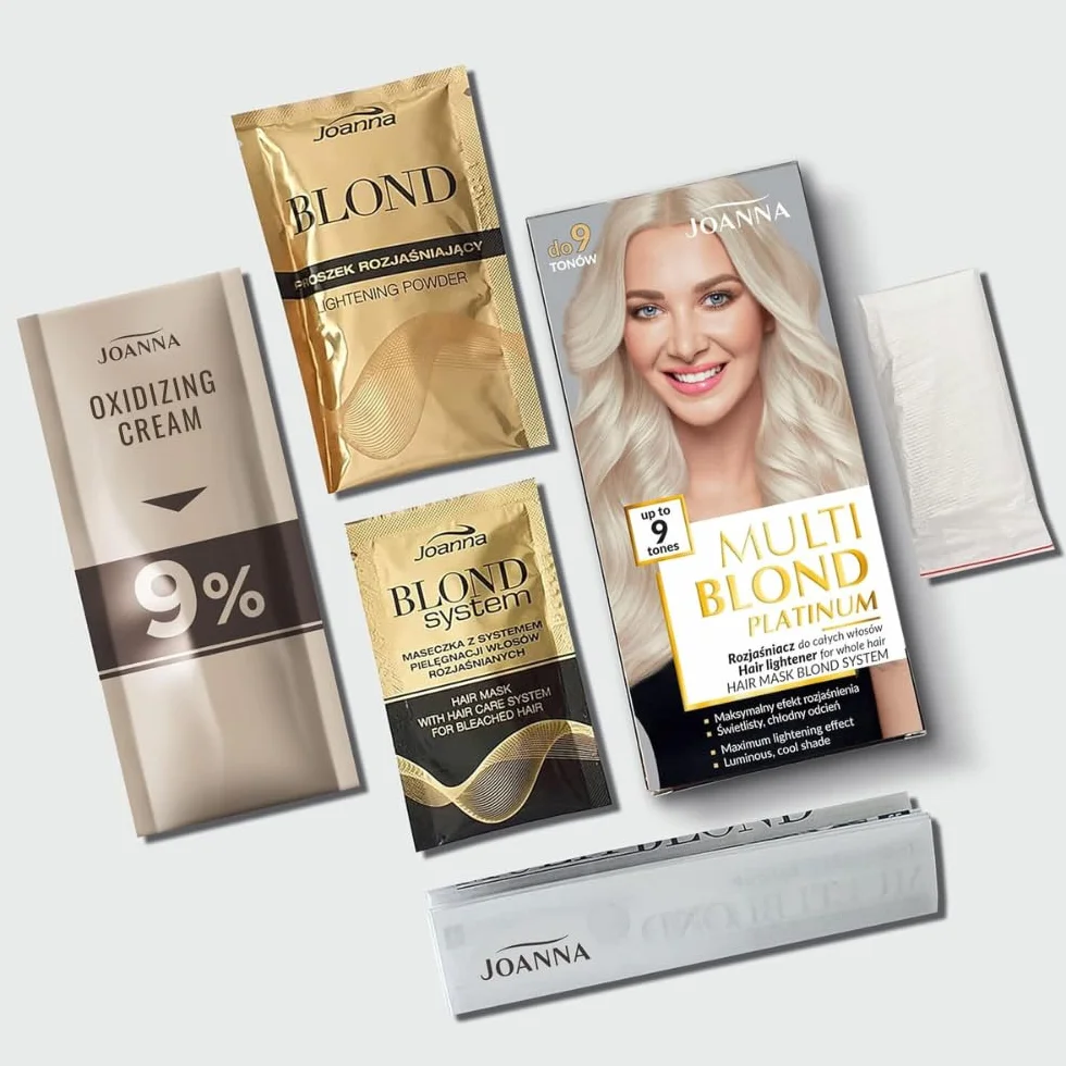 Joanna Multi Blond Platinum rozjaśniacz do wszystkich włosów – rozjaśnia włosy o 9 tonów – chłodniejszy odcień – chroni włosy podczas zabiegu
